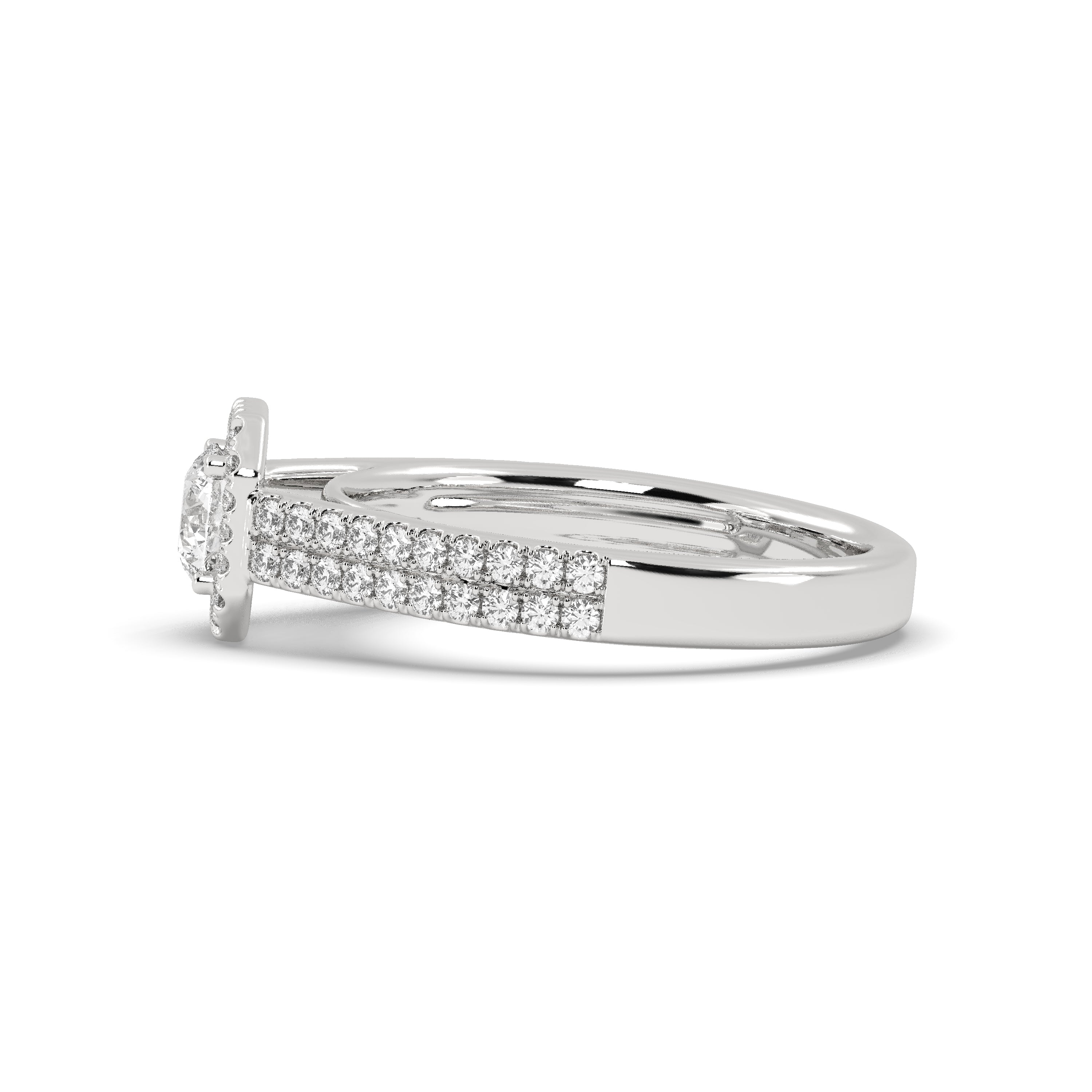 White Gold Studded 1.11 Carat Lab Grown Diamond Ring-E Color VS2 Clarity.