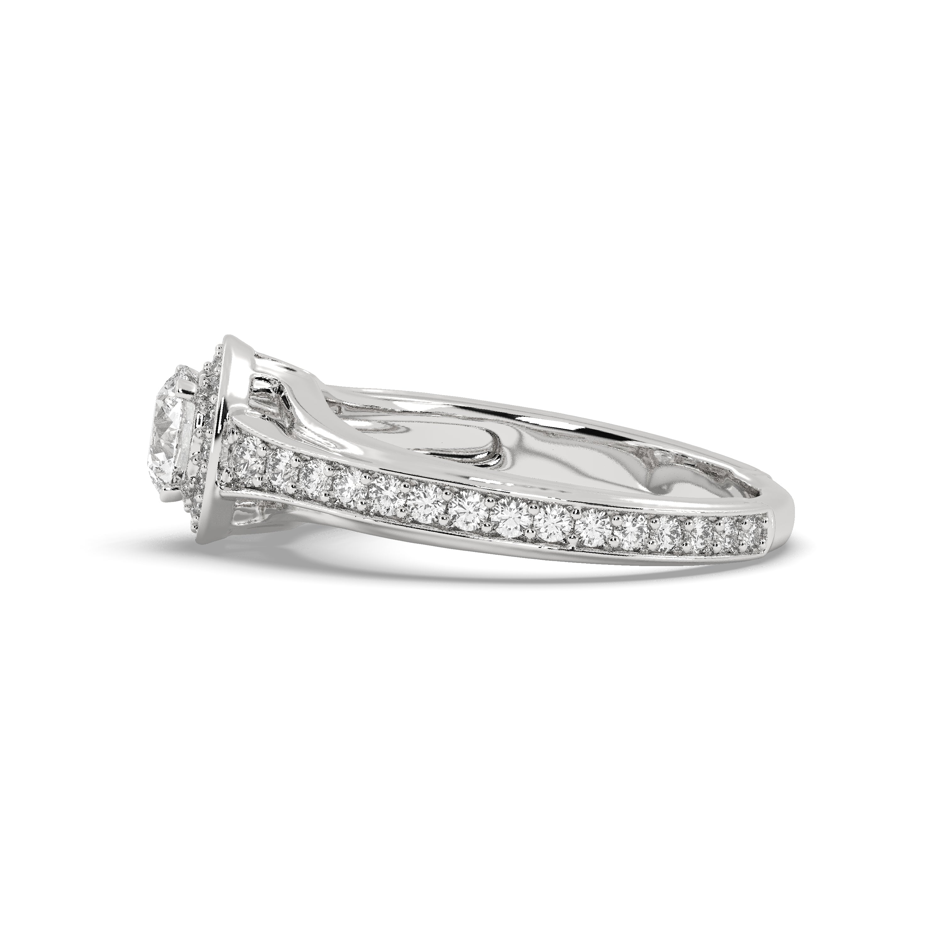 White Gold Studded 1.314 Carat Lab Grown Diamond Ring-F Color VS1 Clarity.