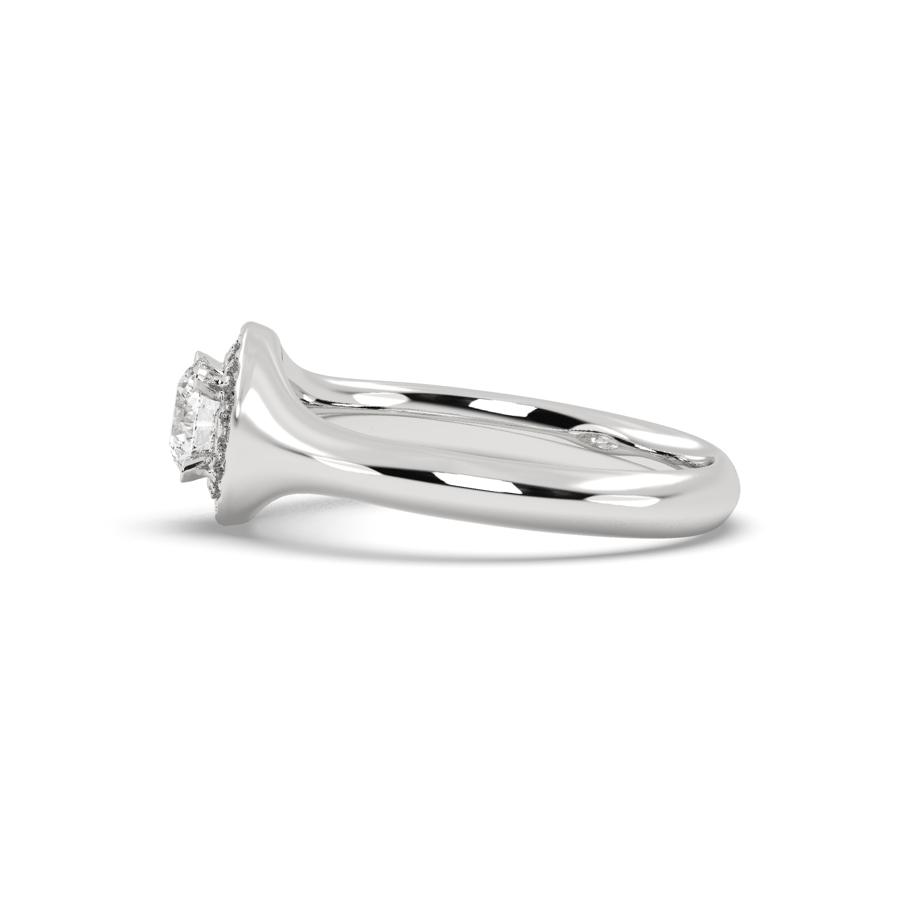 White Gold Studded 0.7 Carat Lab Grown Diamond Ring-F Color VS1 Clarity.