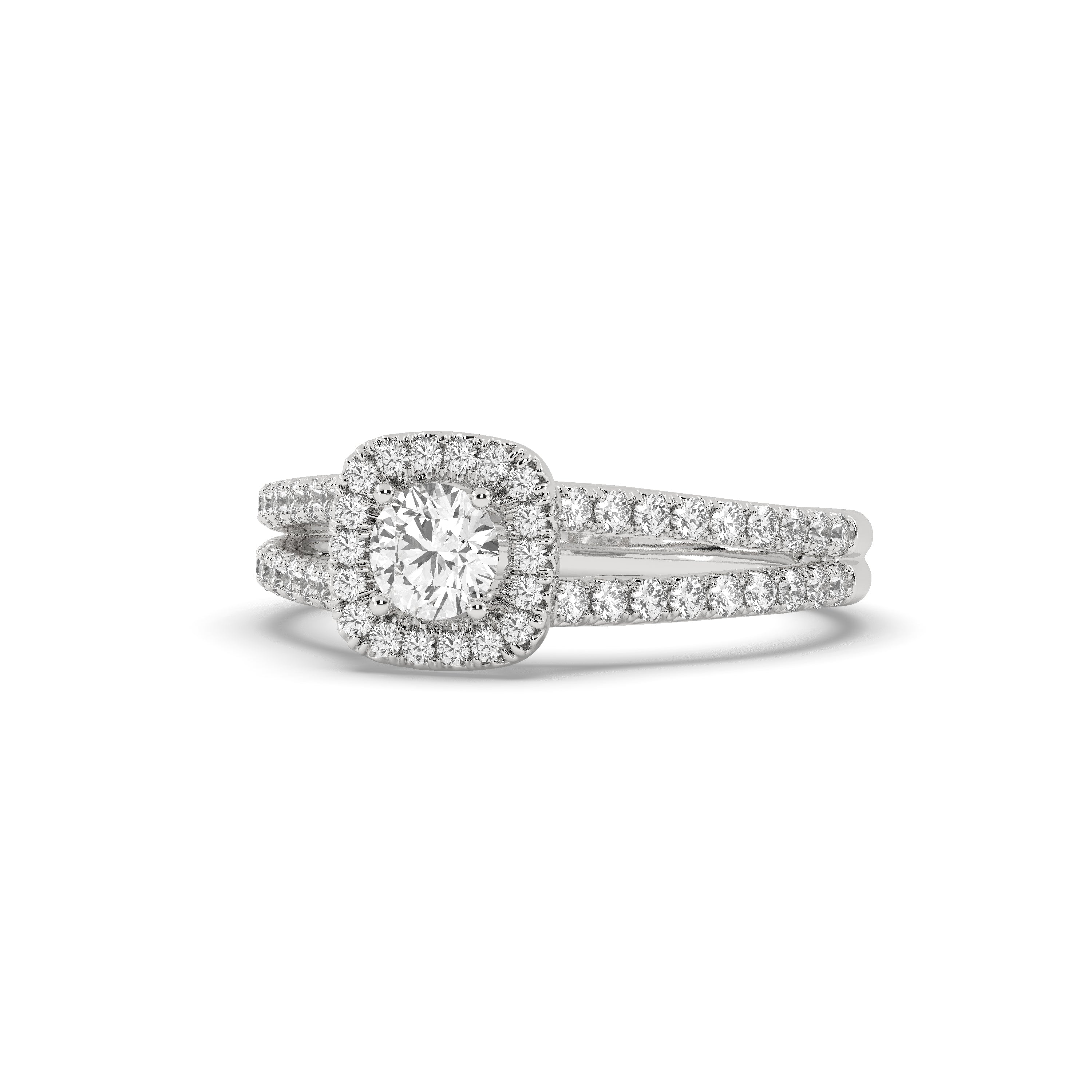 White Gold Studded 1.186 Carat Lab Grown Diamond Ring-E Color VVS2 Clarity.