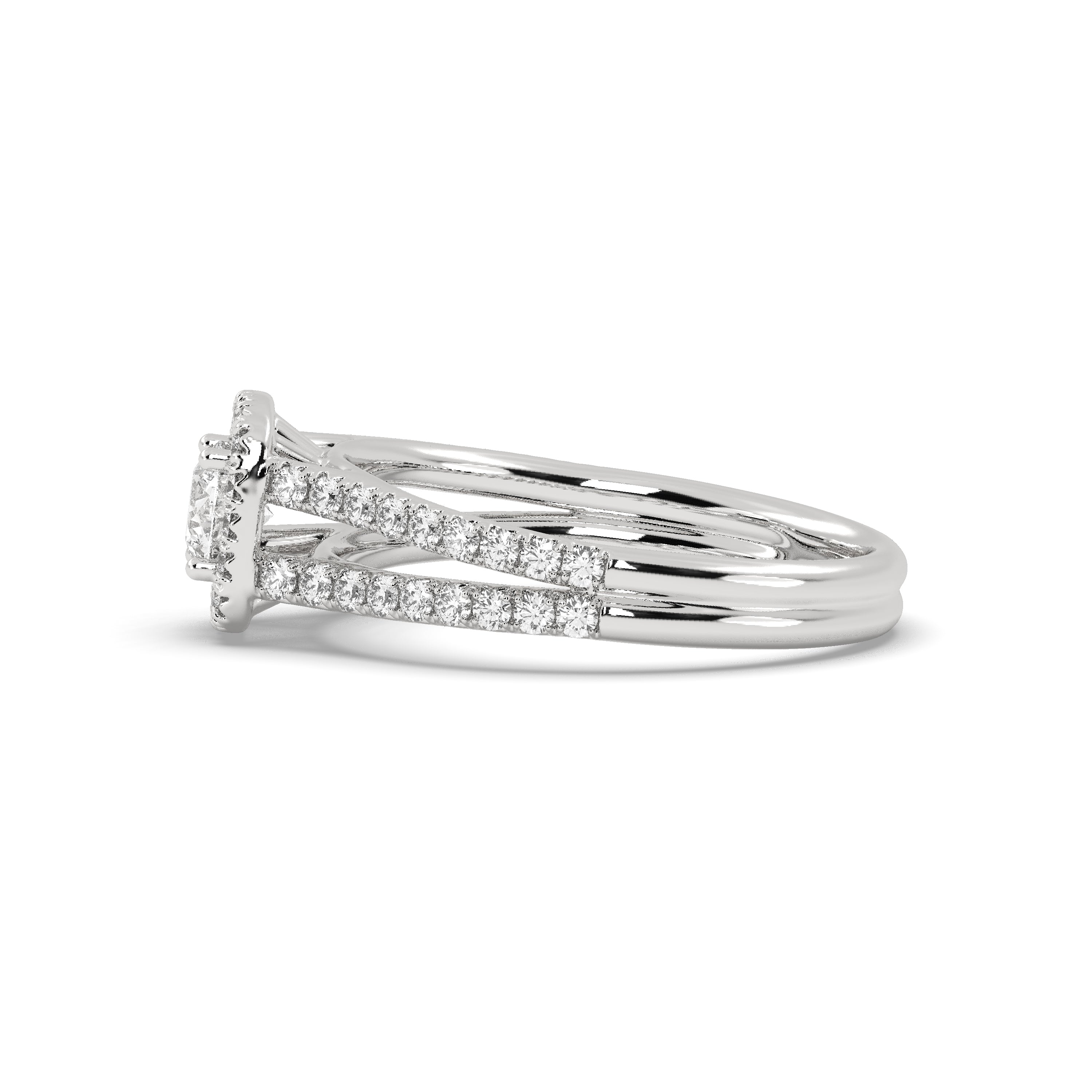 White Gold Studded 1.186 Carat Lab Grown Diamond Ring-E Color VVS2 Clarity.