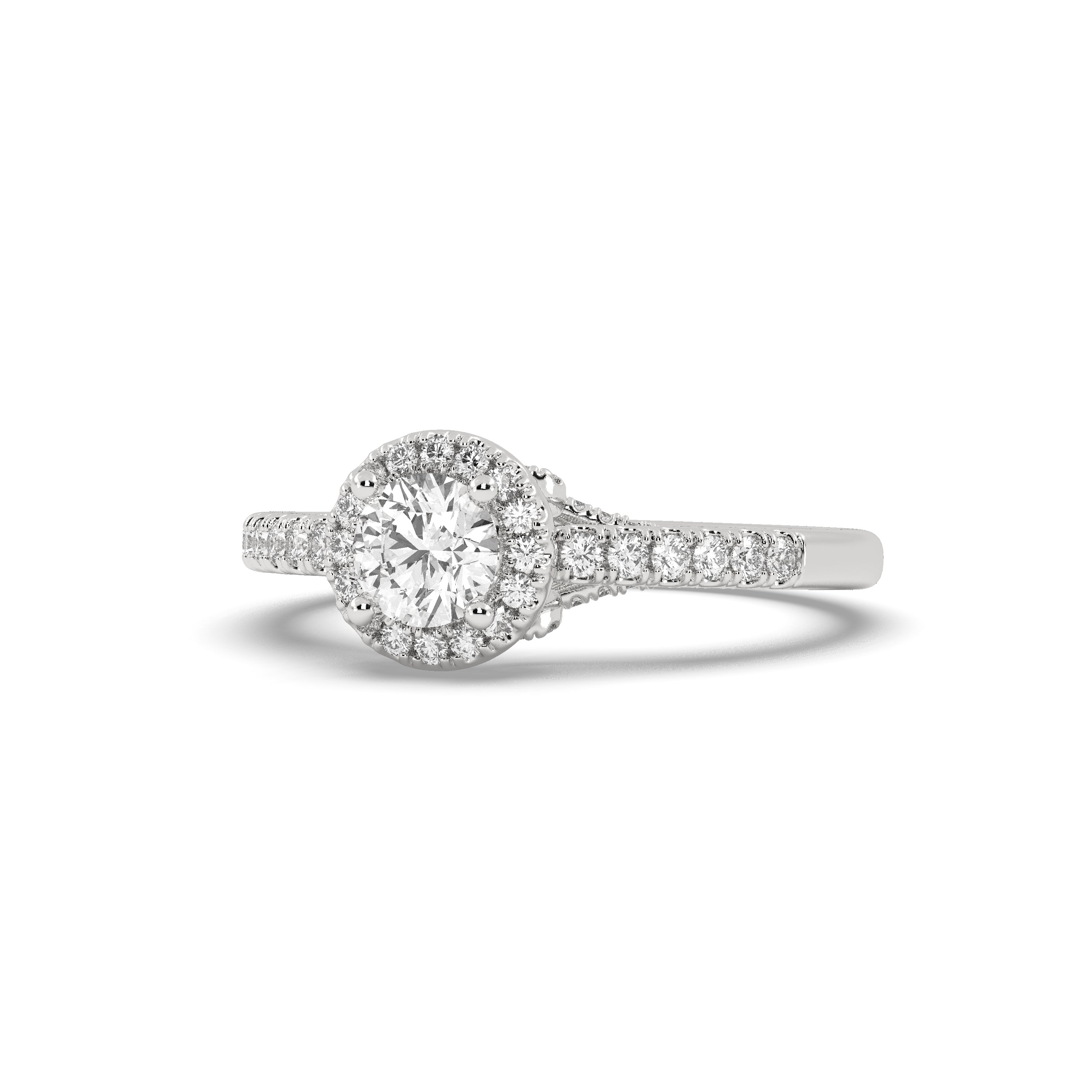 White Gold Studded 1.152 Carat Lab Grown Diamond Ring-F Color VVS Clarity.