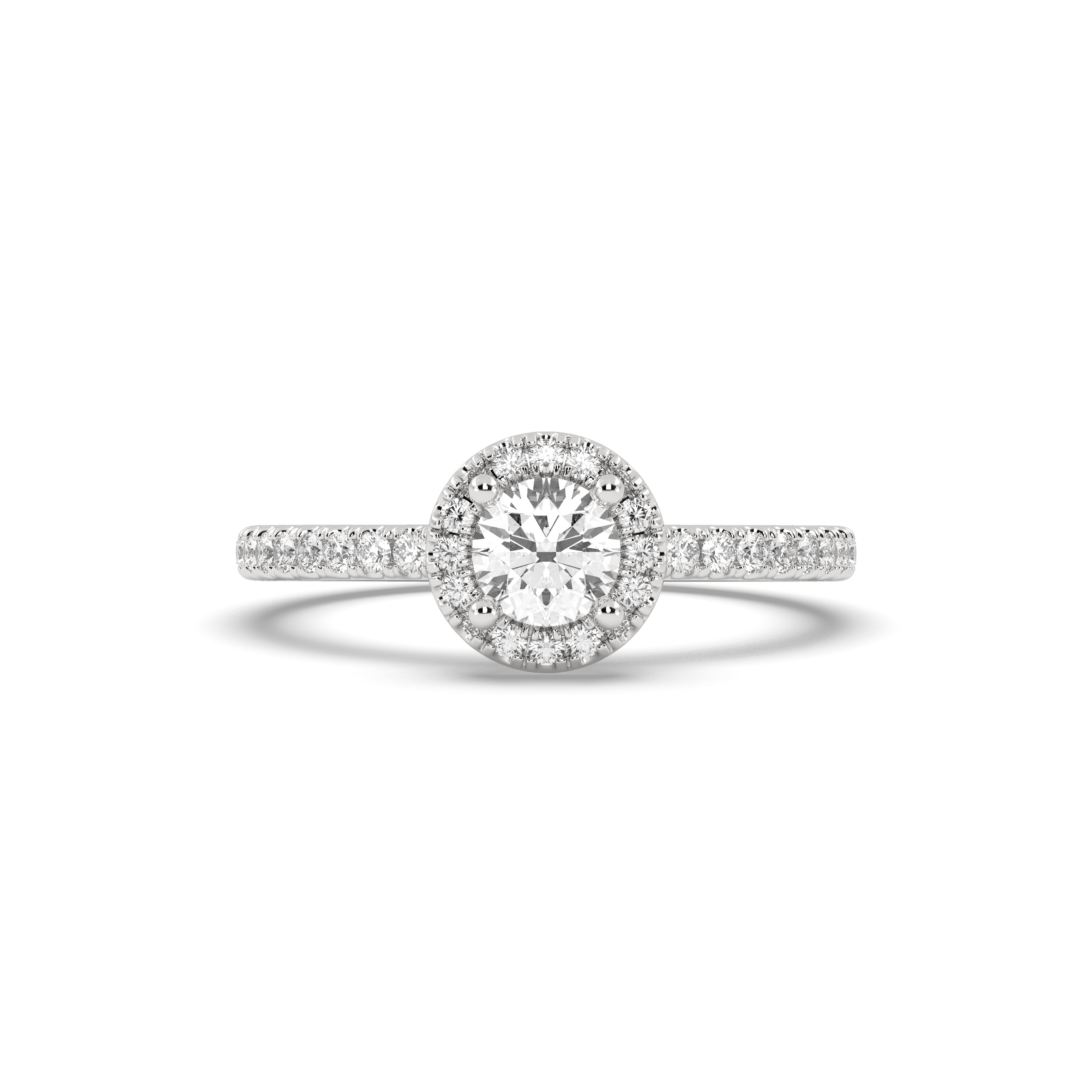 White Gold Studded 0.978 Carat Lab Grown Diamond Ring-F Color VS1 Clarity.
