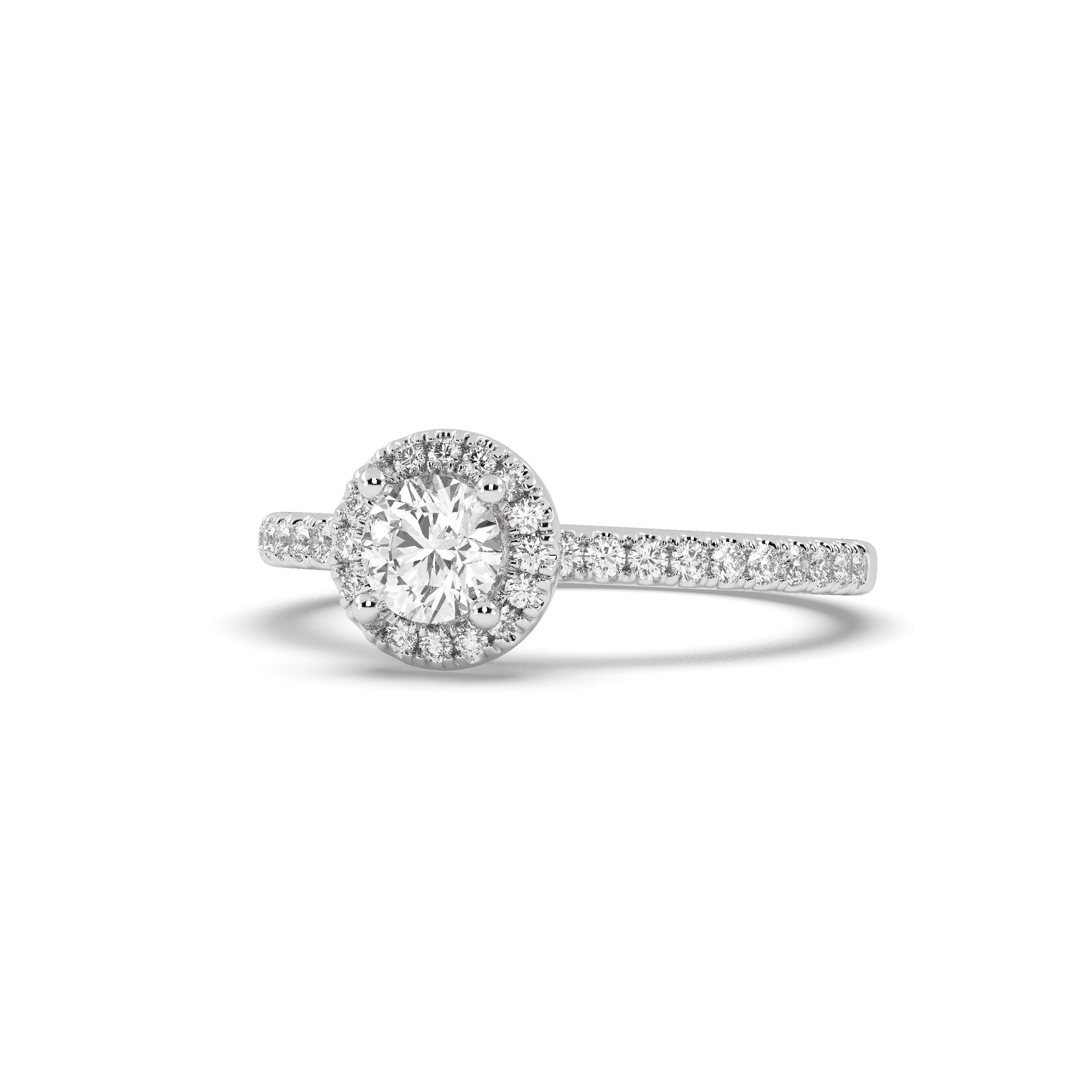 White Gold Studded 0.978 Carat Lab Grown Diamond Ring-F Color VS1 Clarity.