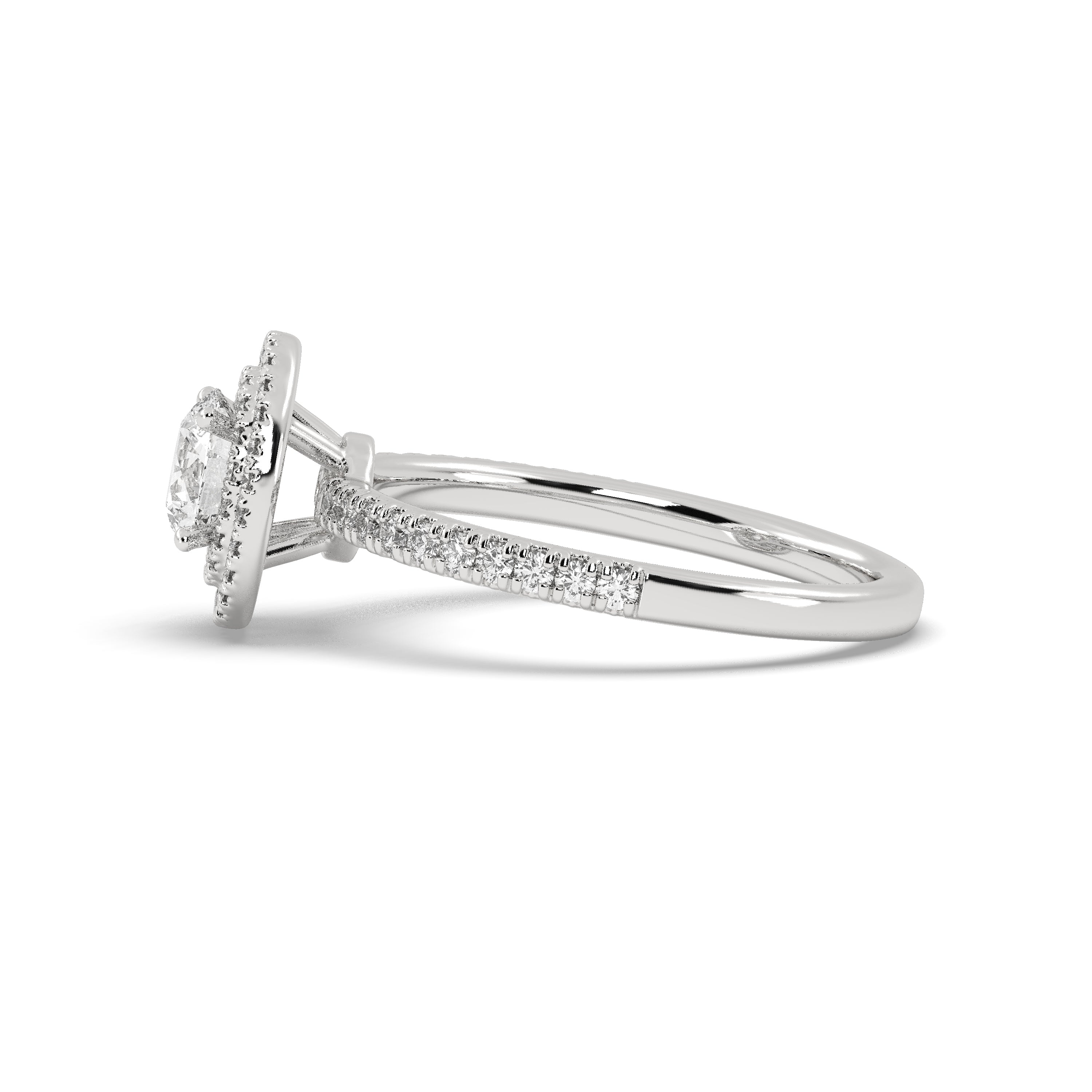 White Gold Studded 1.07 Carat Lab Grown Diamond Ring-G Color VS1 Clarity.