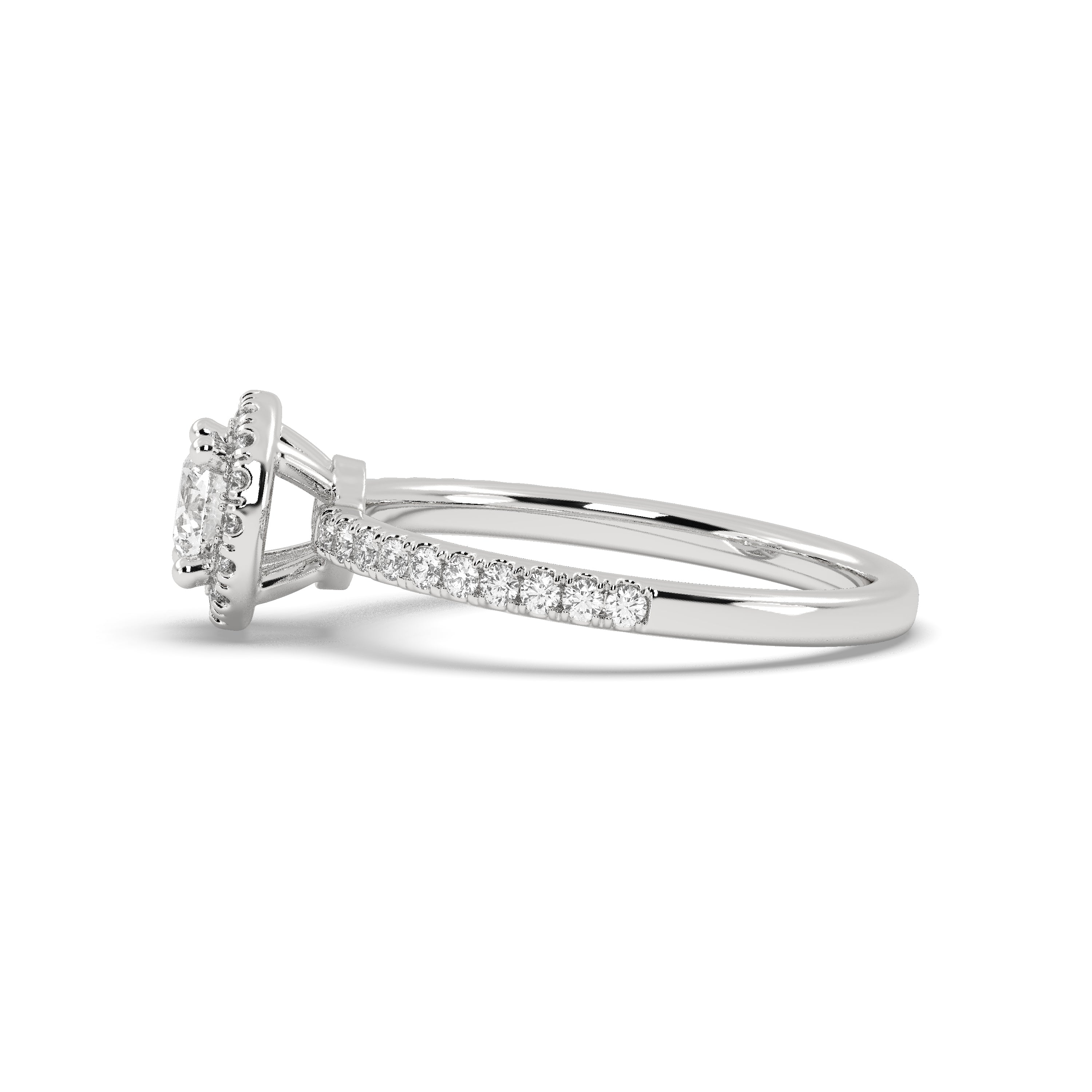 White Gold Studded 0.978 Carat Lab Grown Diamond Ring-F Color VS1 Clarity.