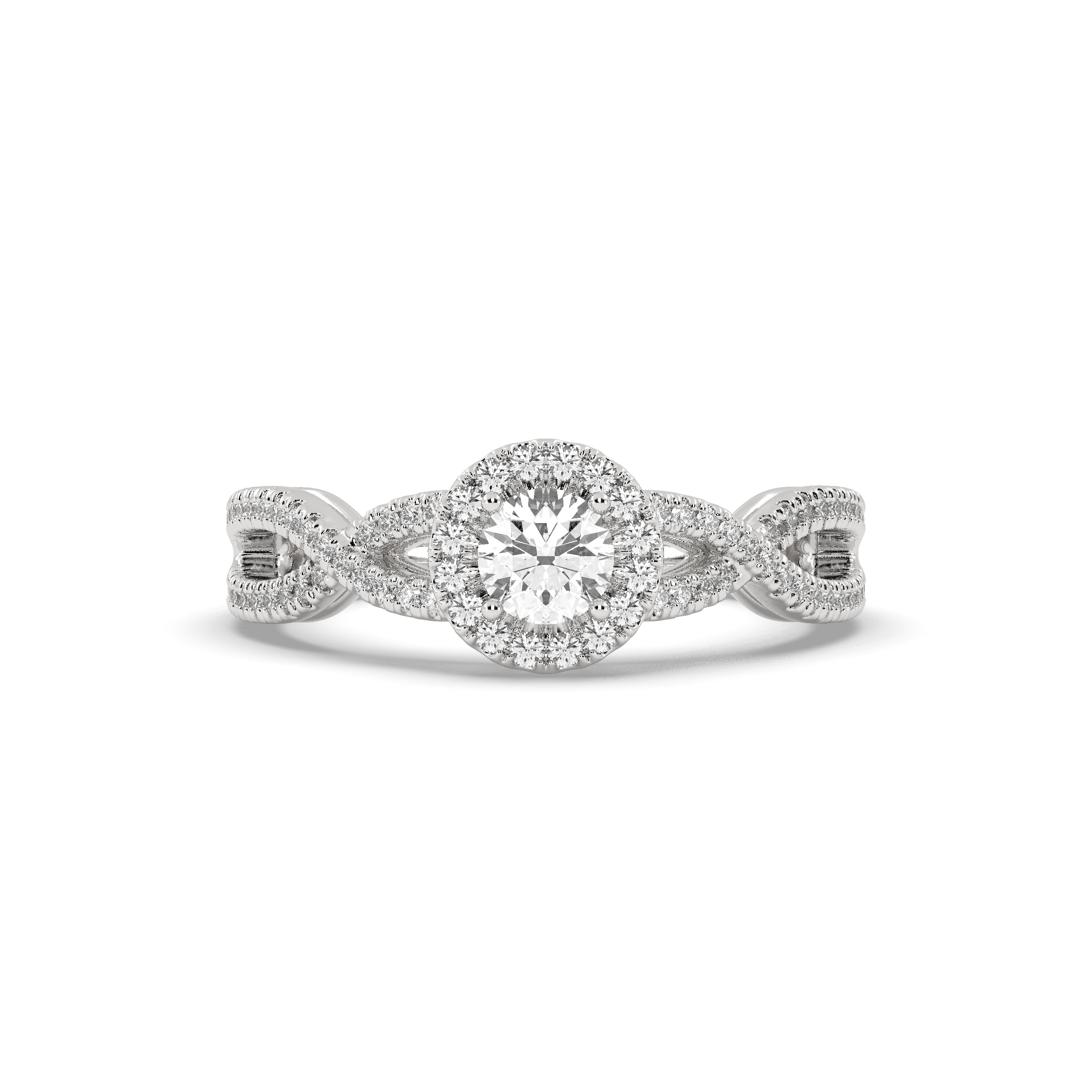 White Gold Studded 1.018 Carat Lab Grown Diamond Ring-E Color VS2 Clarity.