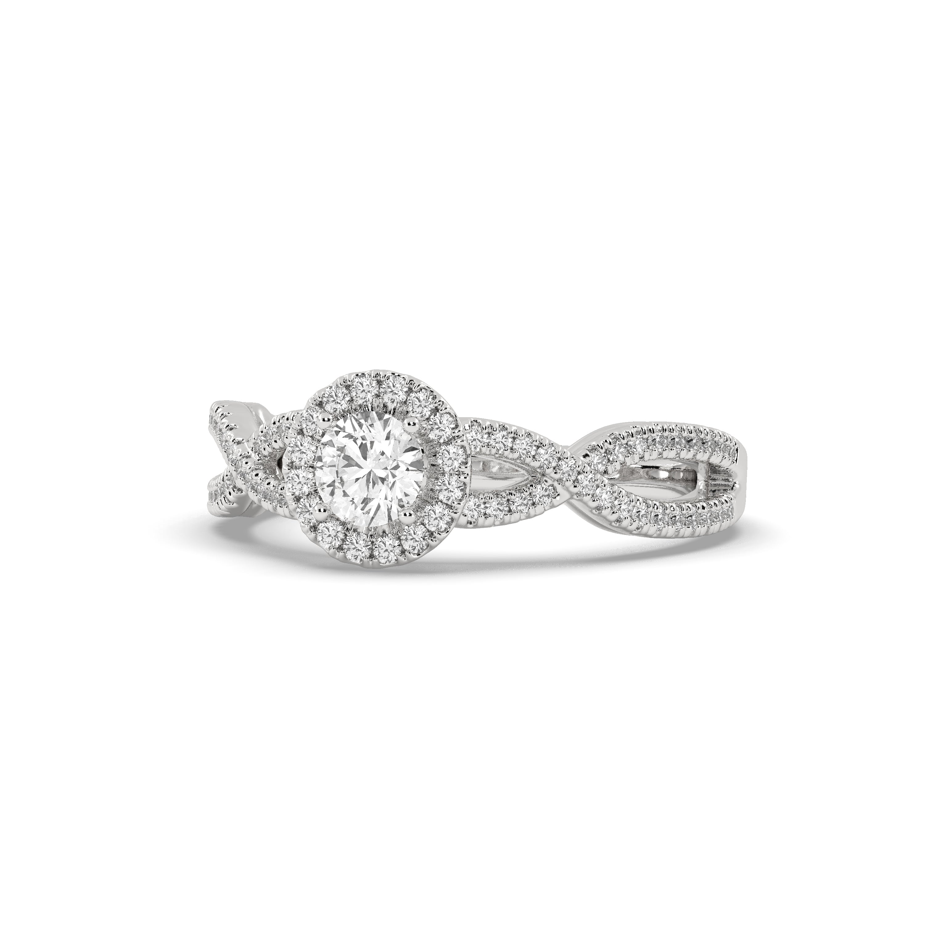 White Gold Studded 1.018 Carat Lab Grown Diamond Ring-E Color VS2 Clarity.