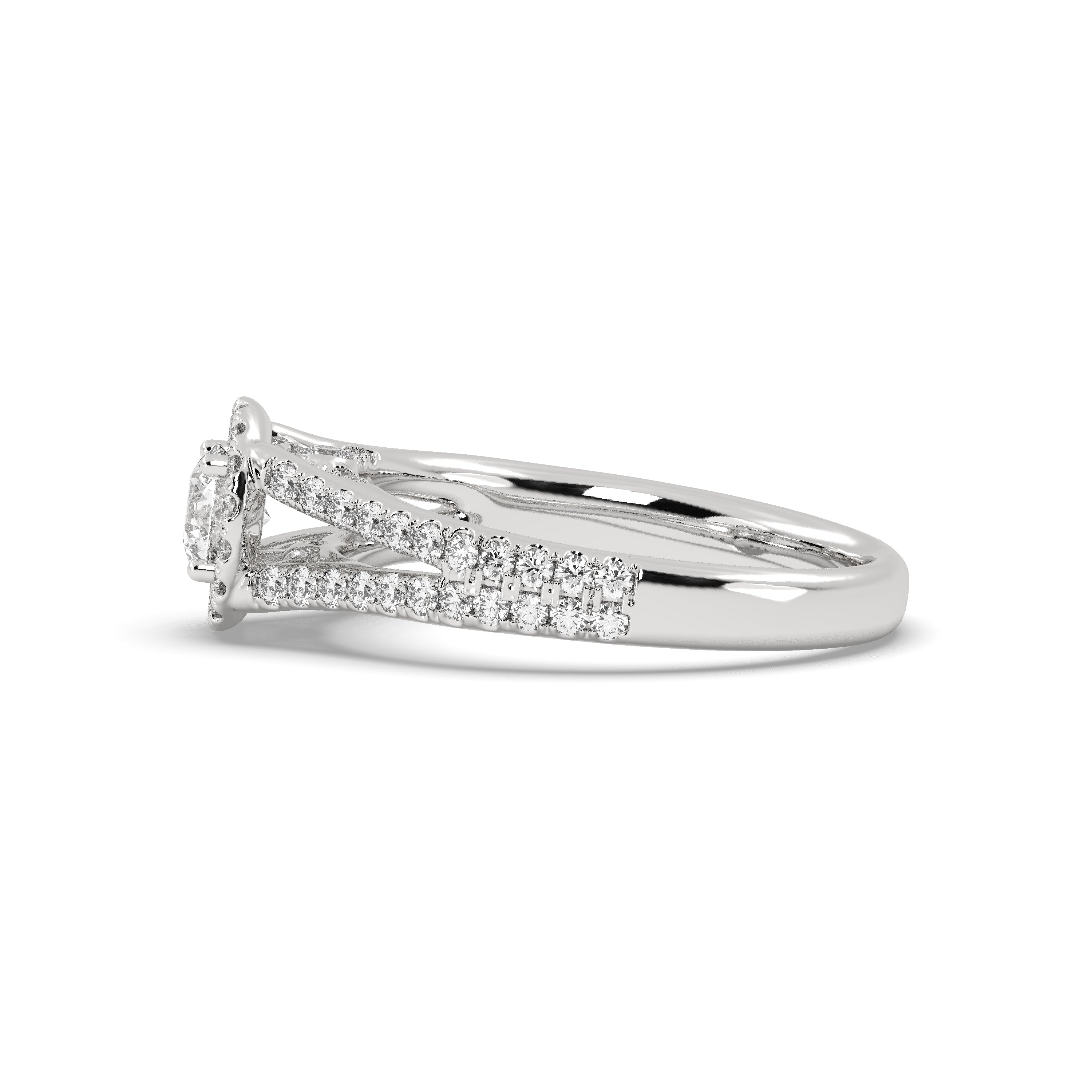 White Gold Studded 1.306 Carat Lab Grown Diamond Ring-G Color VS2 Clarity.