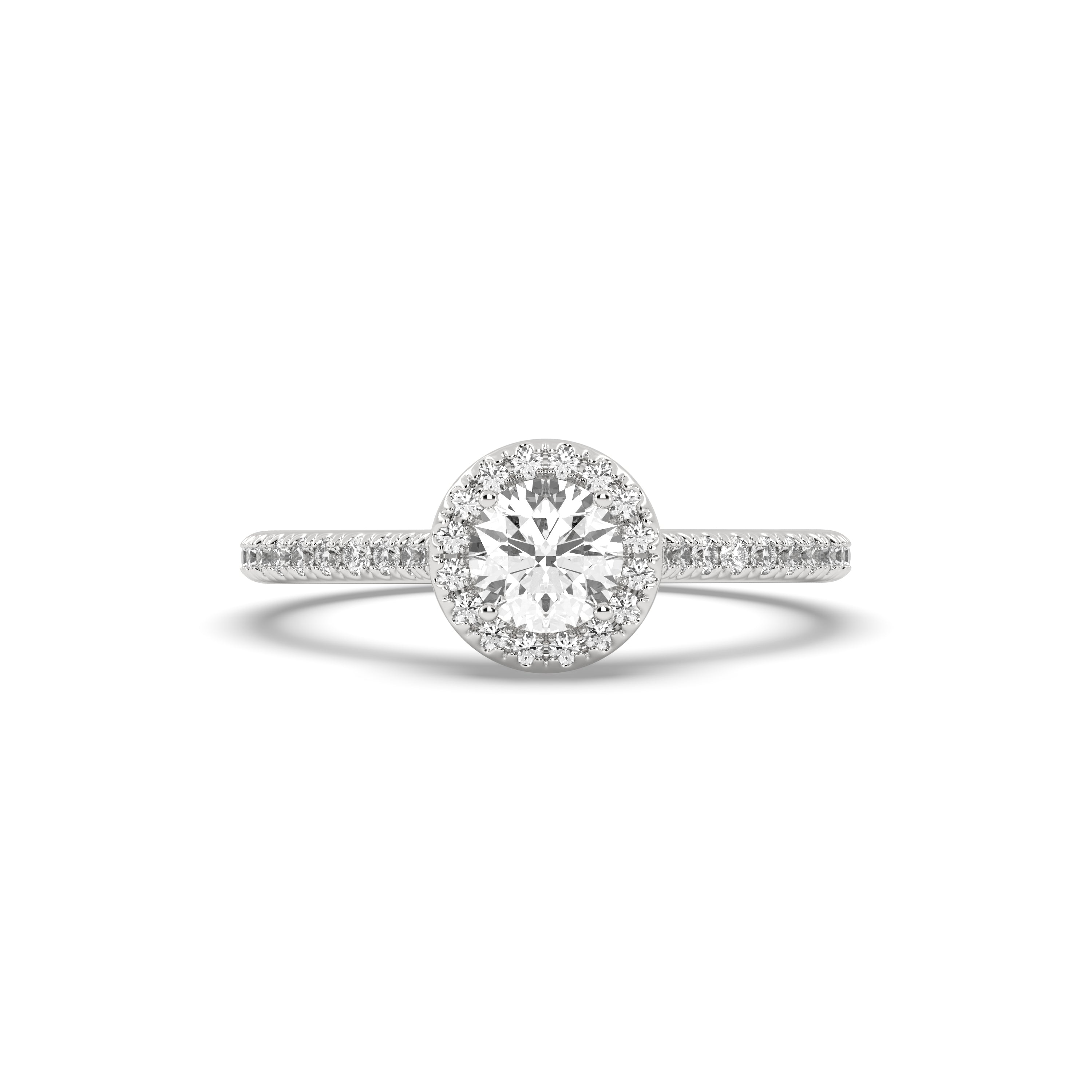 Round Shape 0.966 Carat Lab Grown Diamond Ring in White Gold-D Color VS1 Clarity