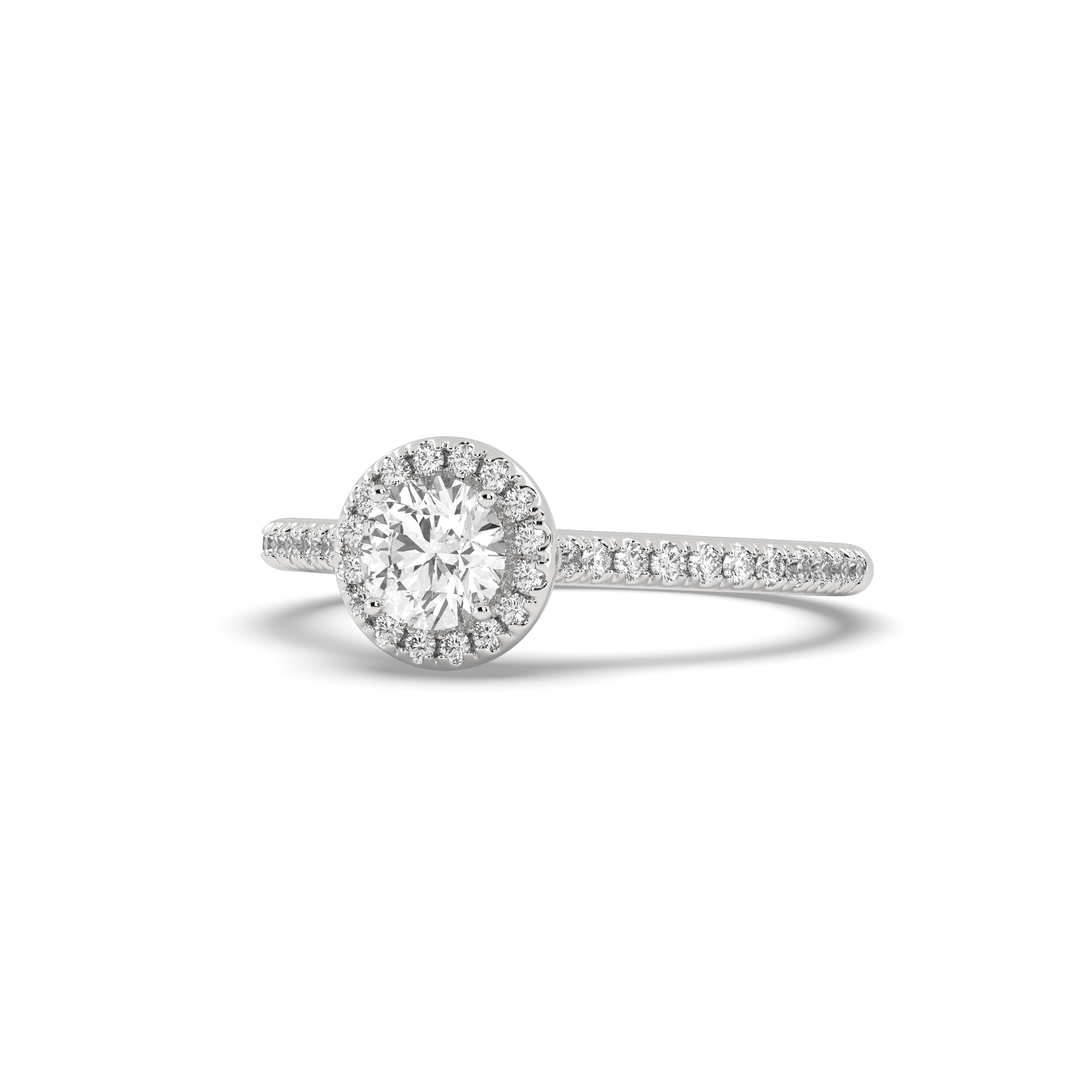 Round Shape 0.966 Carat Lab Grown Diamond Ring in White Gold-D Color VS1 Clarity