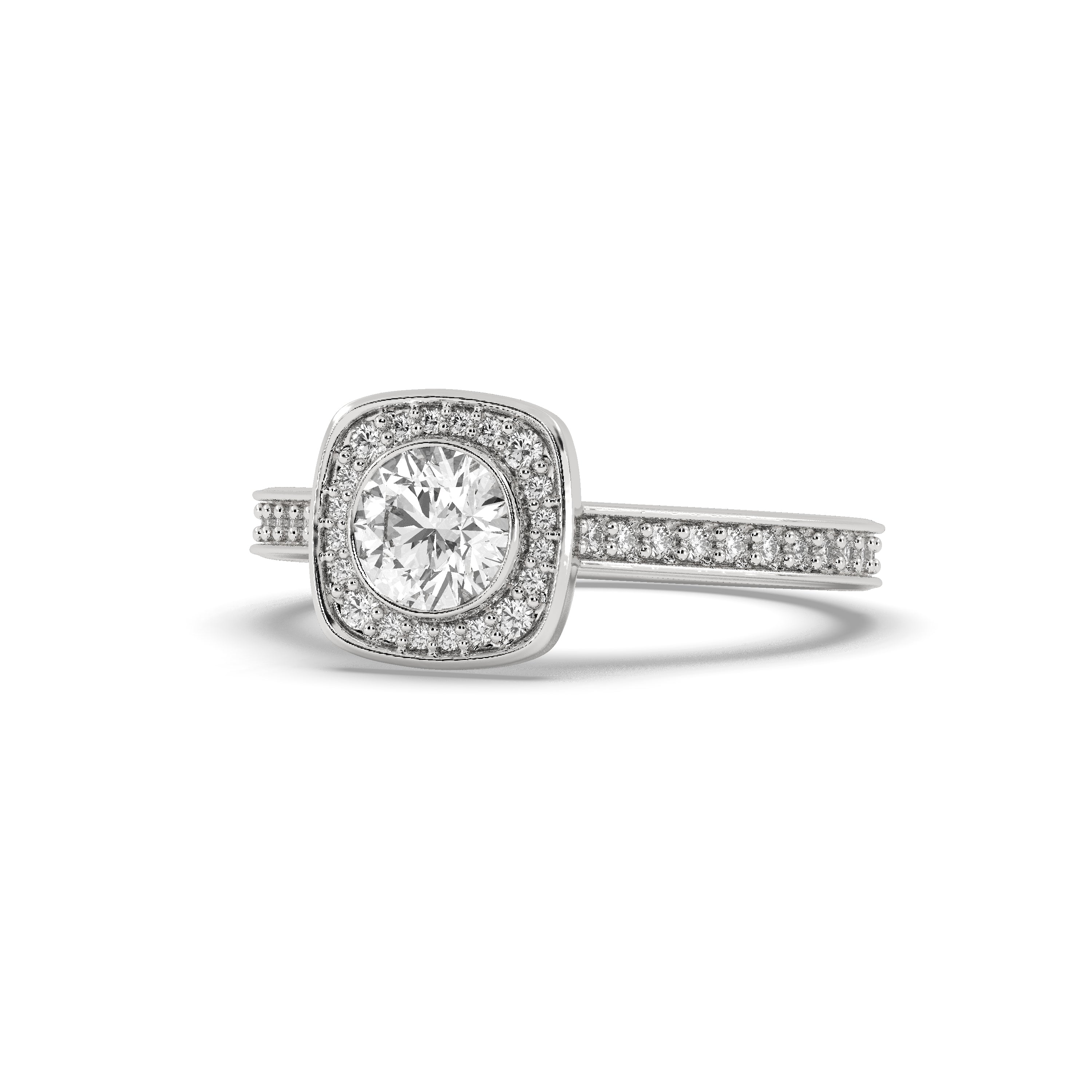 White Gold Studded 1.066 Carat Lab Grown Diamond Ring-E Color VS1 Clarity.