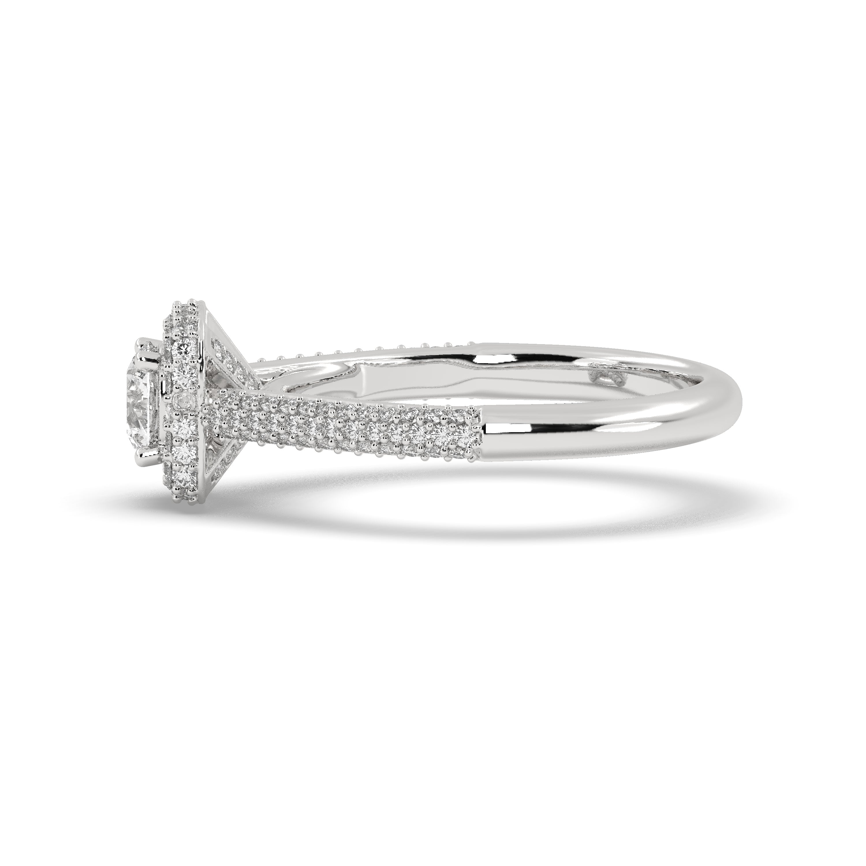 White Gold Studded 1.3 Carat Lab Grown Diamond Ring-E Color VS2 Clarity.