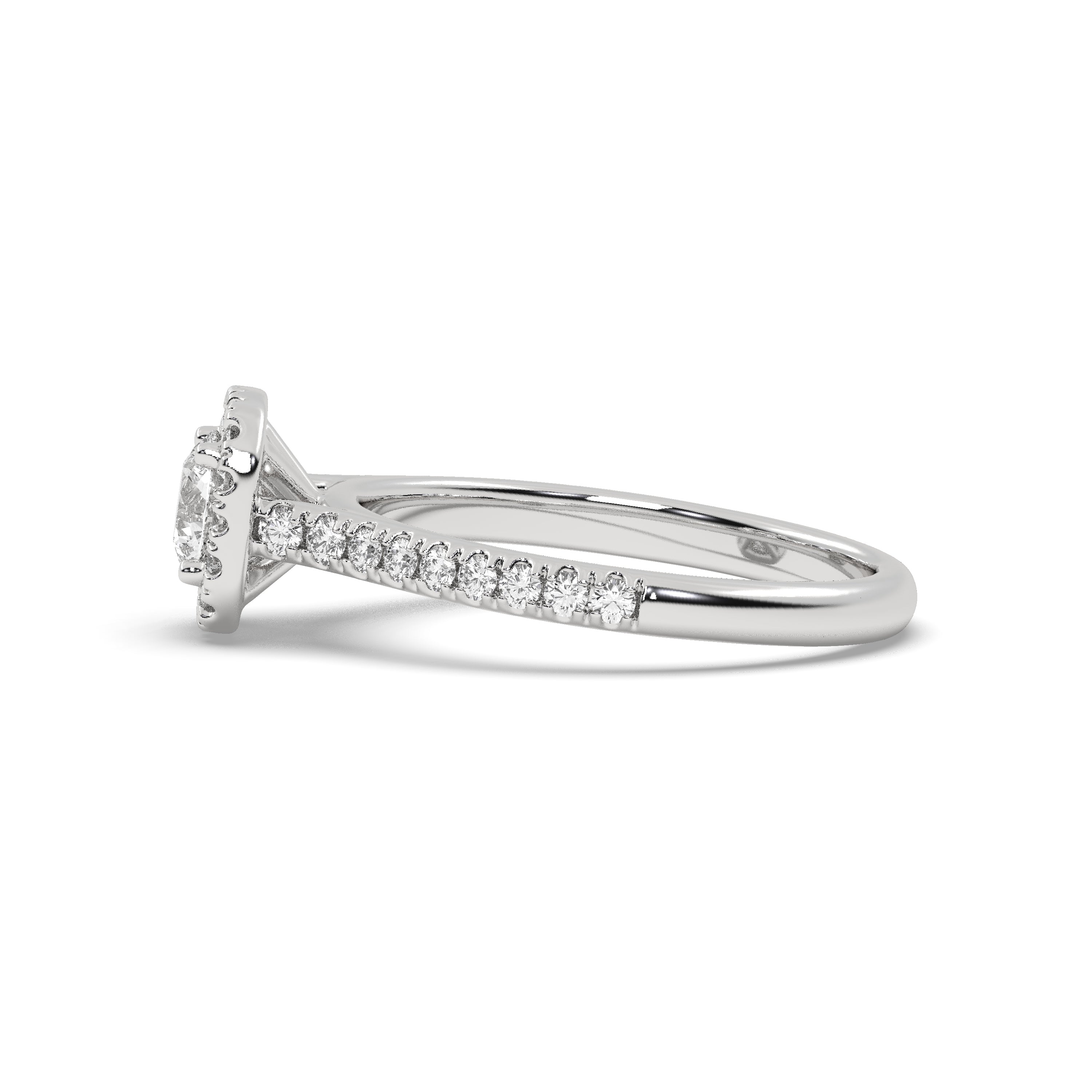 White Gold Studded 1.094 Carat Lab Grown Diamond Ring-G Color VS1 Clarity.