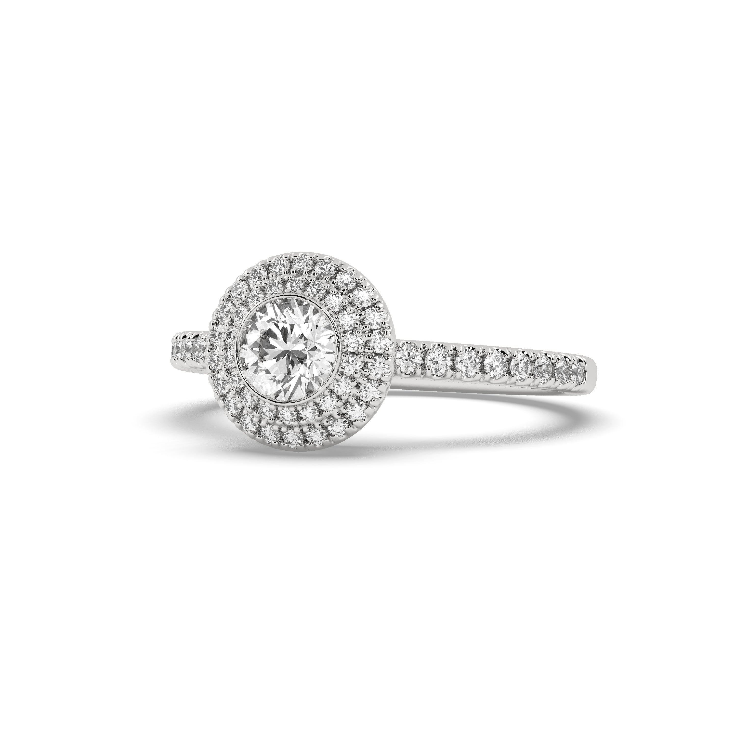 White Gold Studded 1.116 Carat Lab Grown Diamond Ring-E Color VS2 Clarity.