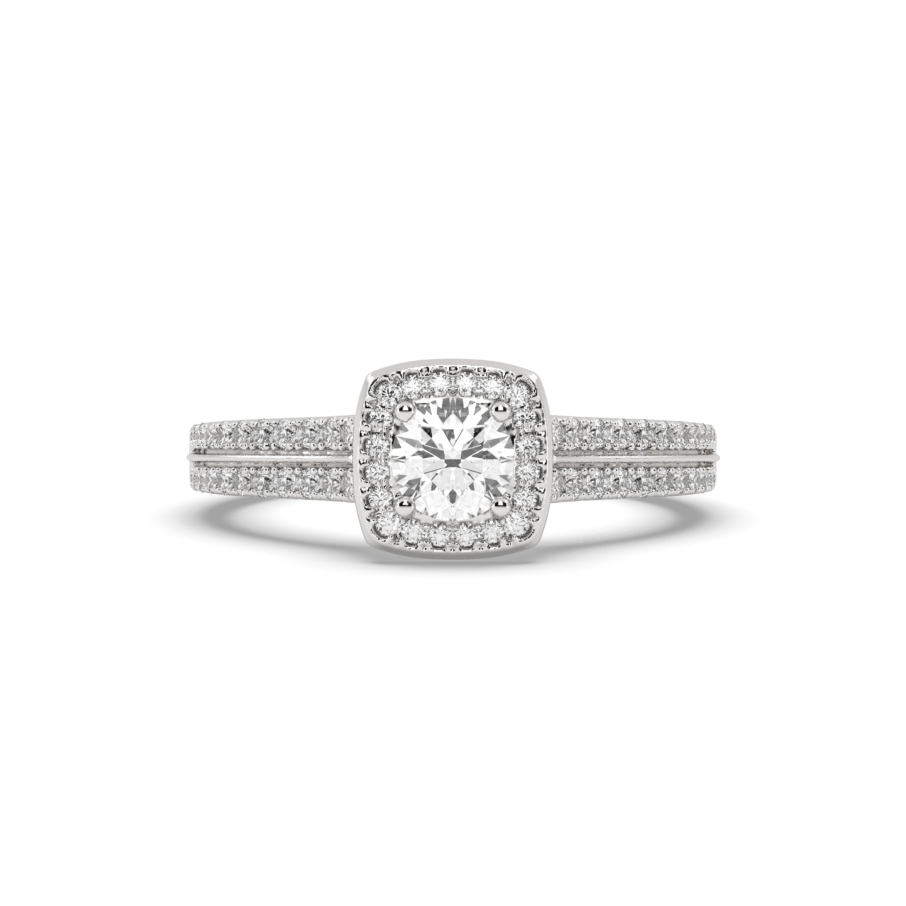 White Gold Studded 1.8616 Carat Lab Grown Diamond Ring-E Color VVS2 Clarity.