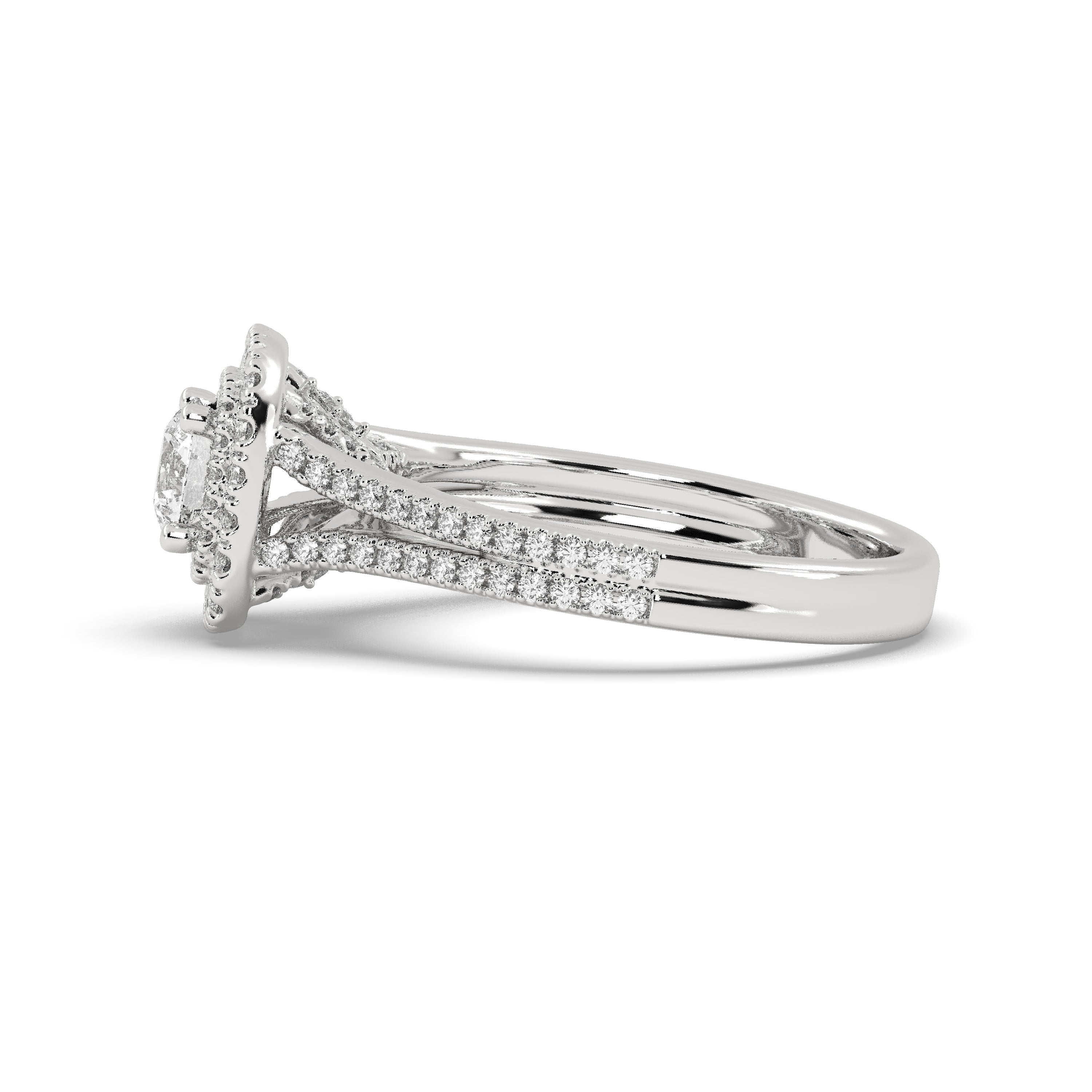White Gold Studded1.42 Carat Lab Grown Diamond Ring-F Color VS1 Clarity.