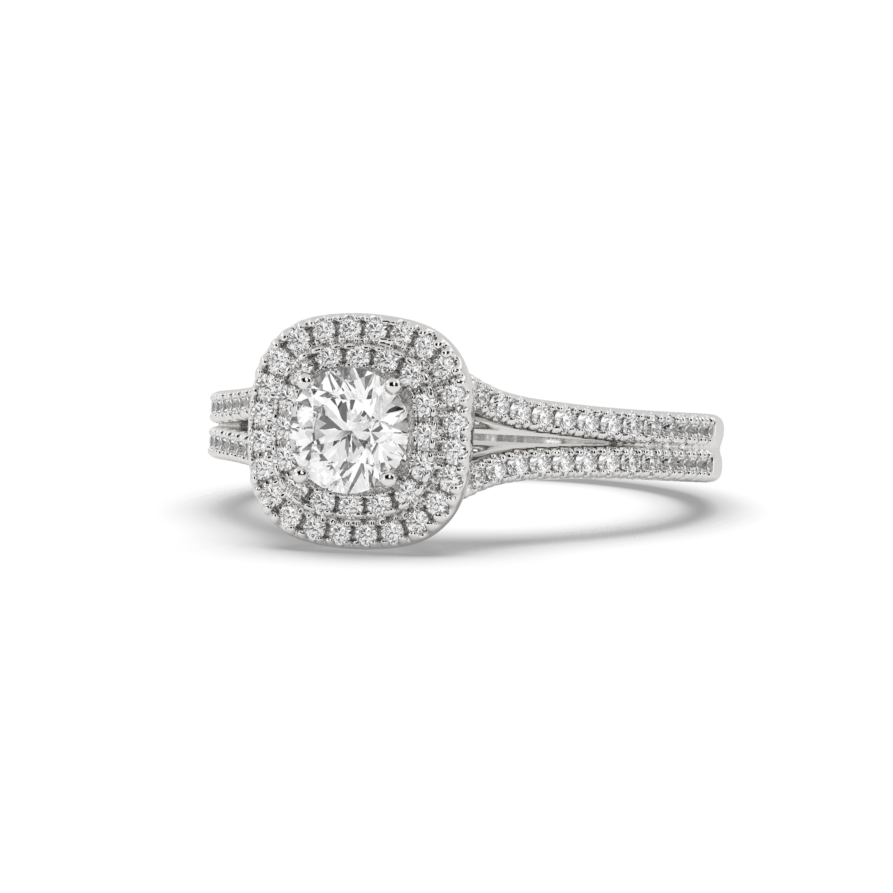 White Gold Studded 1.36 Carat Lab Grown Diamond Ring-E Color VS1 Clarity.