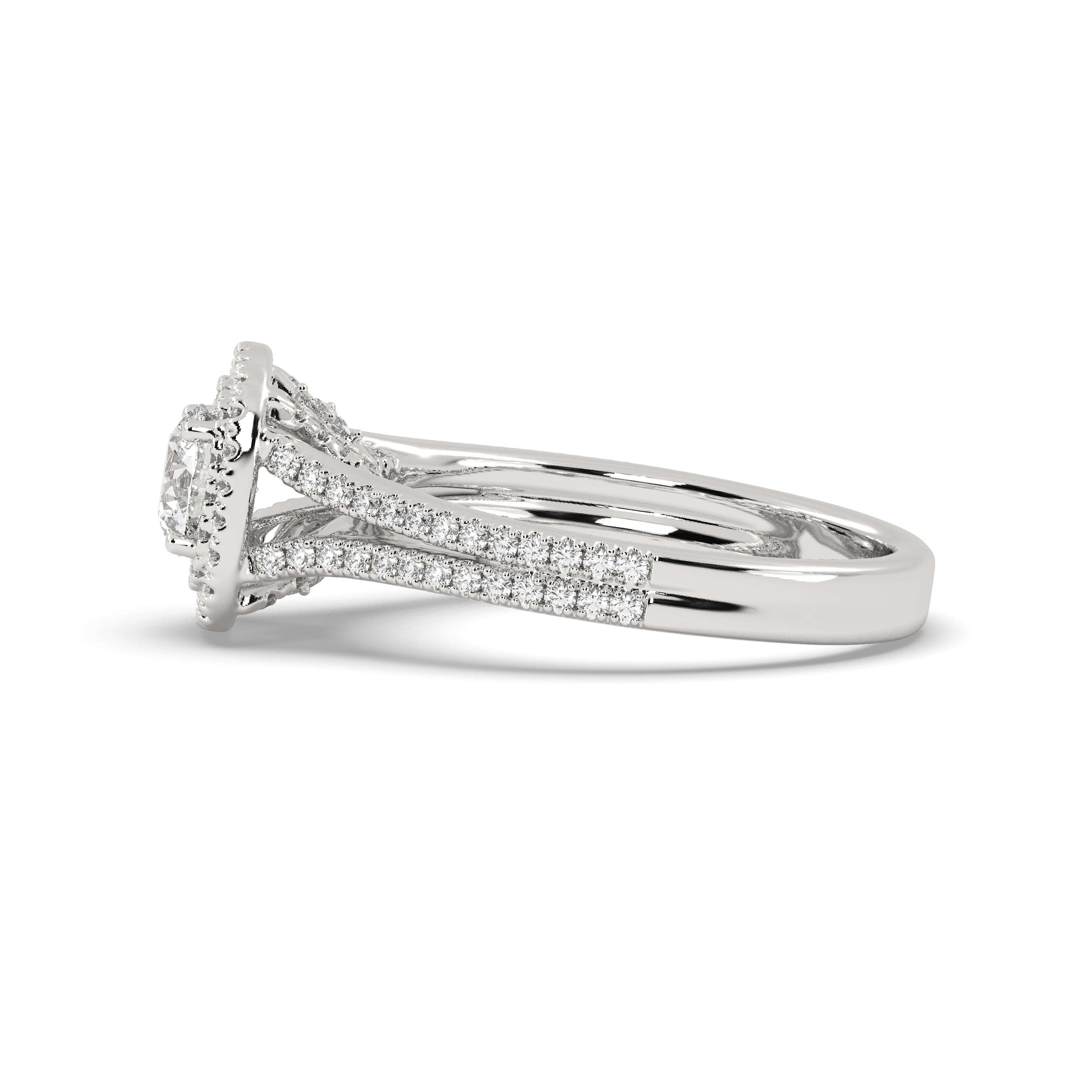 White Gold Studded 1.36 Carat Lab Grown Diamond Ring-E Color VS1 Clarity.