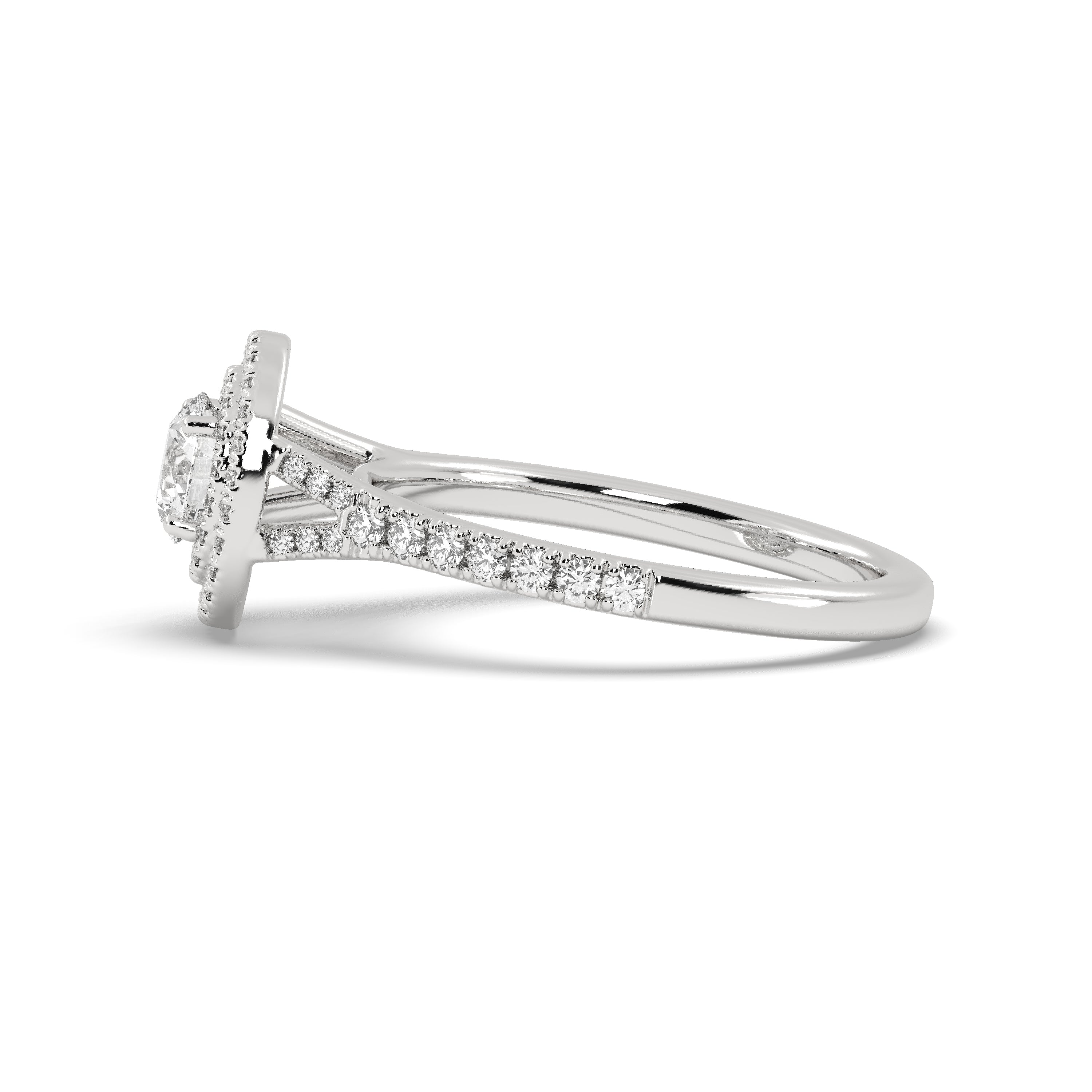 White Gold Studded 1.142 Carat Lab Grown Diamond Ring-E Color VVS2 Clarity.