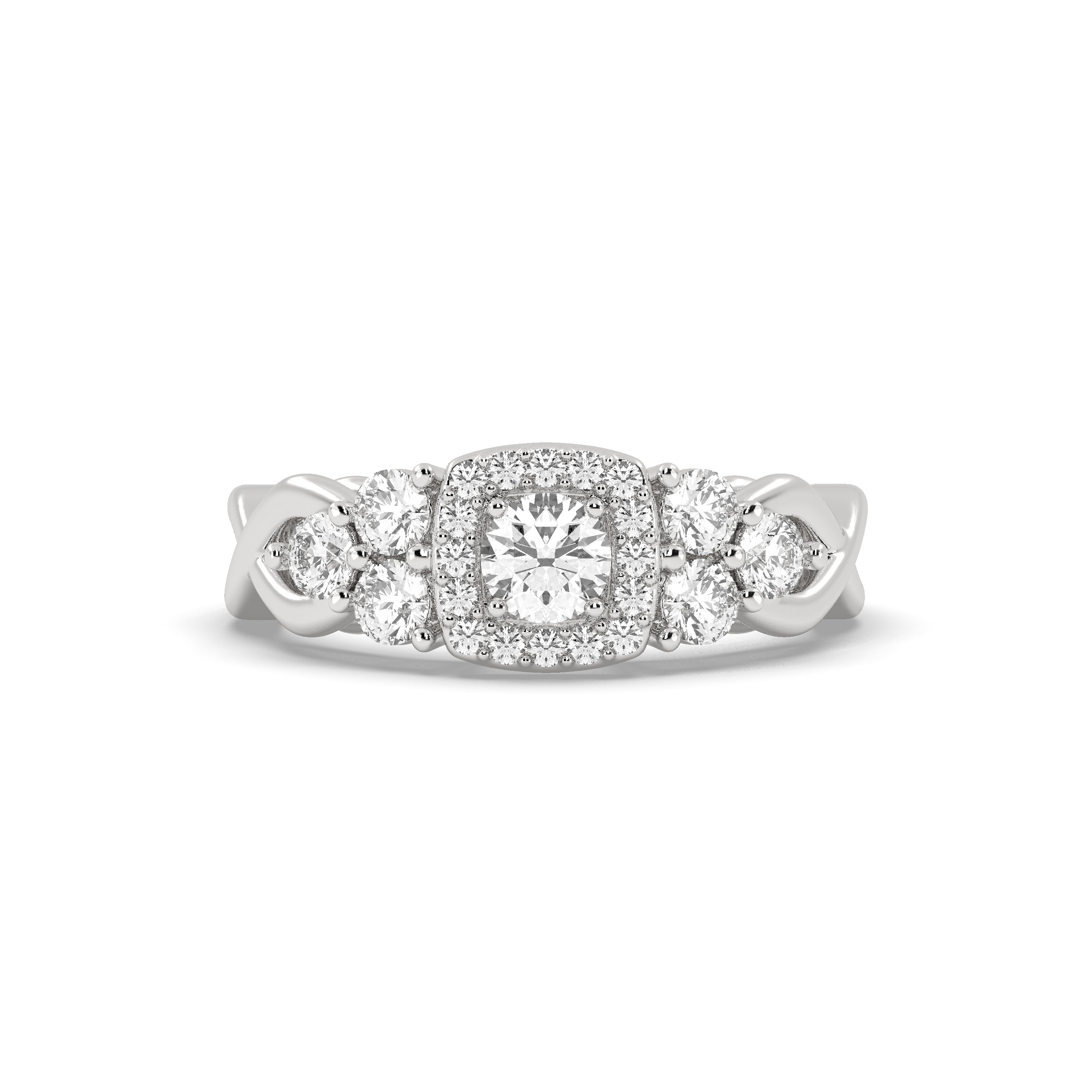 White Gold Studded 1.43 Carat Lab Grown Diamond Ring-F Color VS2 Clarity.
