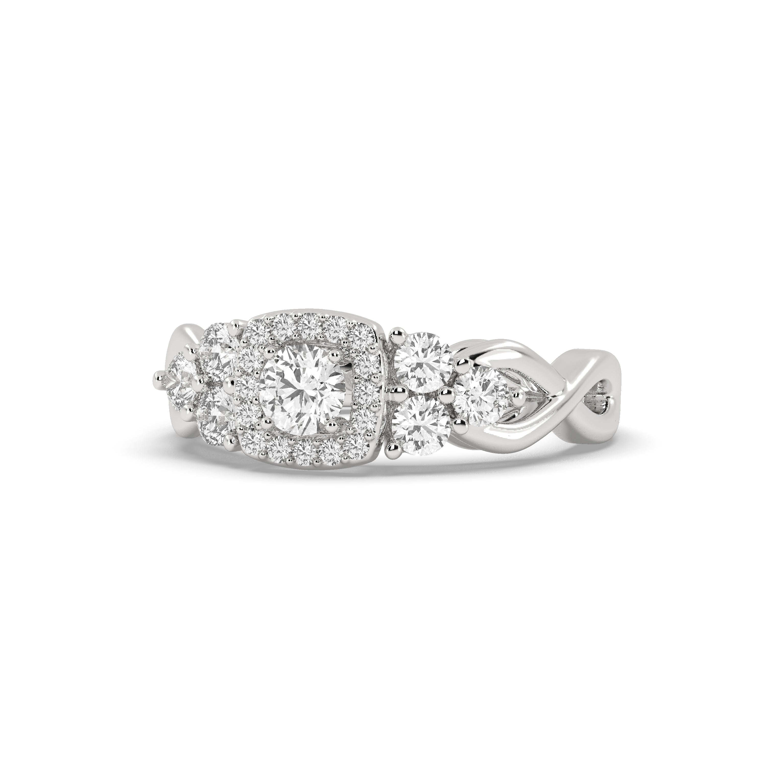White Gold Studded 1.43 Carat Lab Grown Diamond Ring-F Color VS2 Clarity.