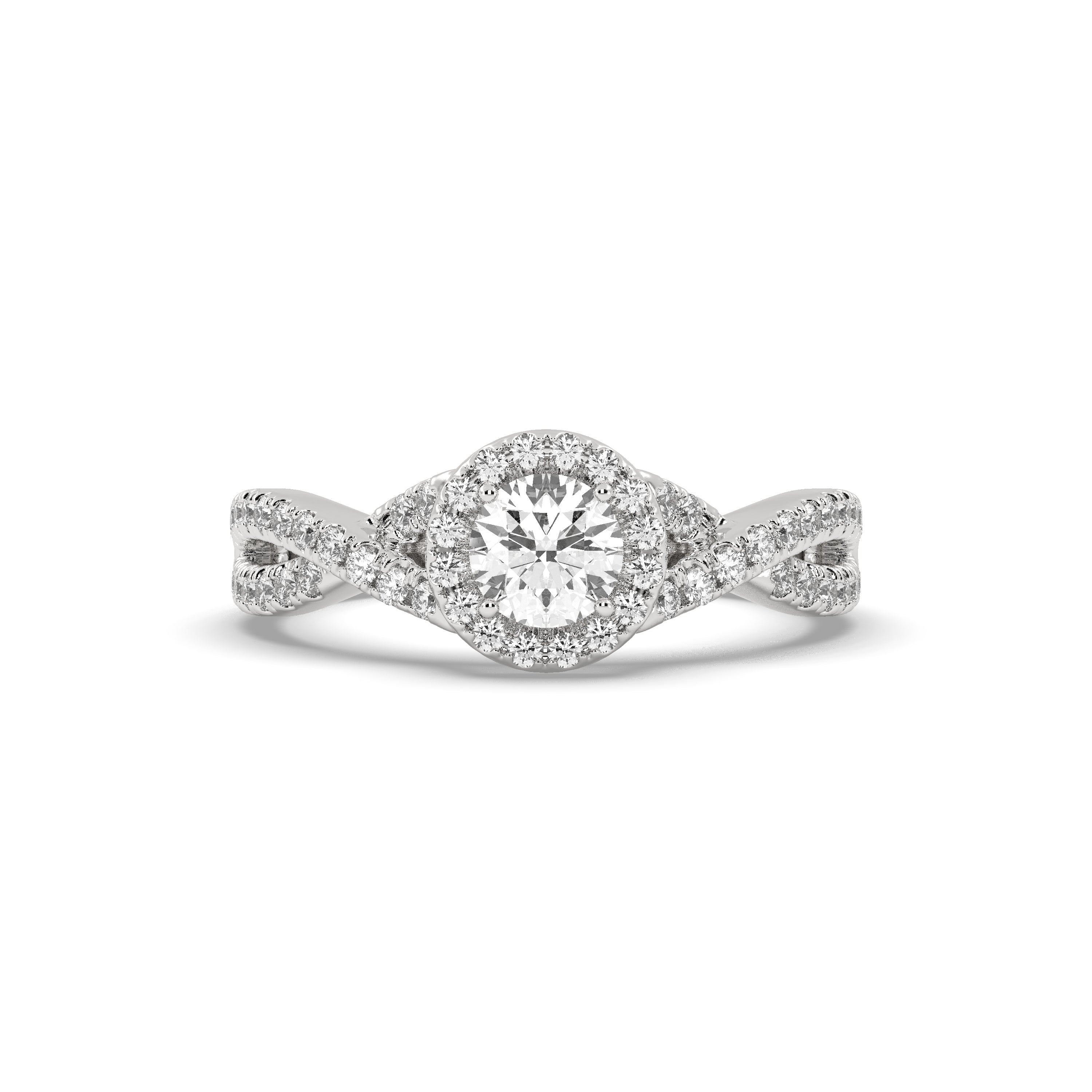 White Gold Studded 1.158 Carat Lab Grown Diamond Ring-E Color VS2 Clarity.