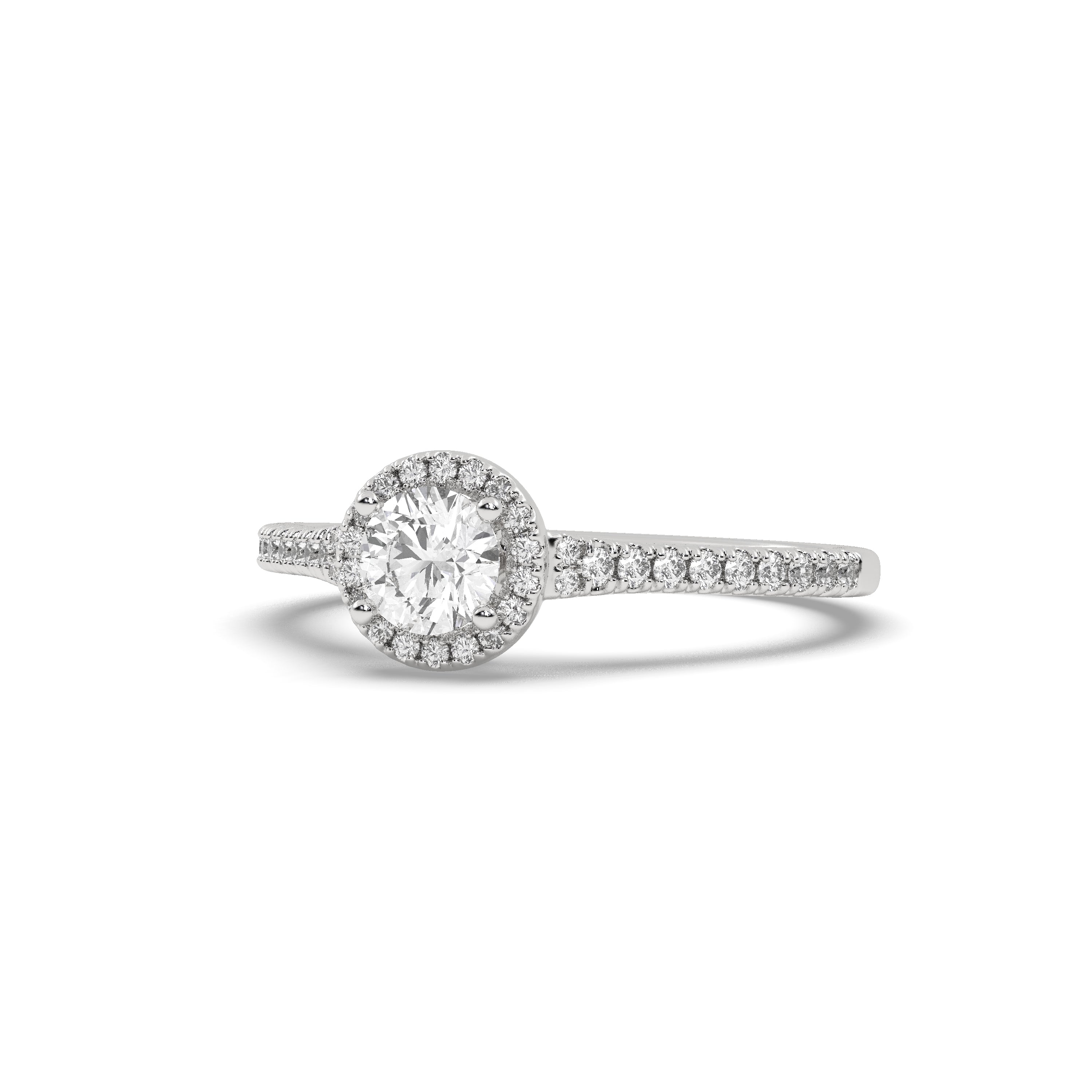 White Gold Studded 0.976 Carat Lab Grown Diamond Ring-F Color VS1 Clarity.