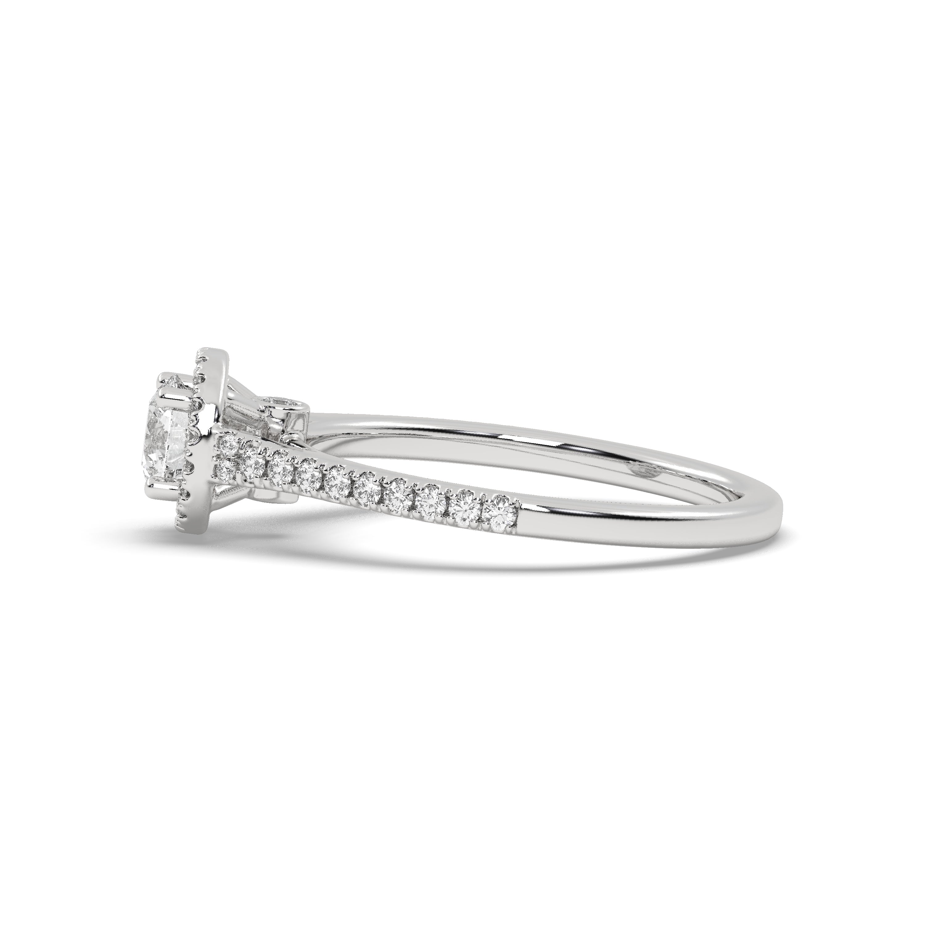 White Gold Studded 0.976 Carat Lab Grown Diamond Ring-F Color VS1 Clarity.
