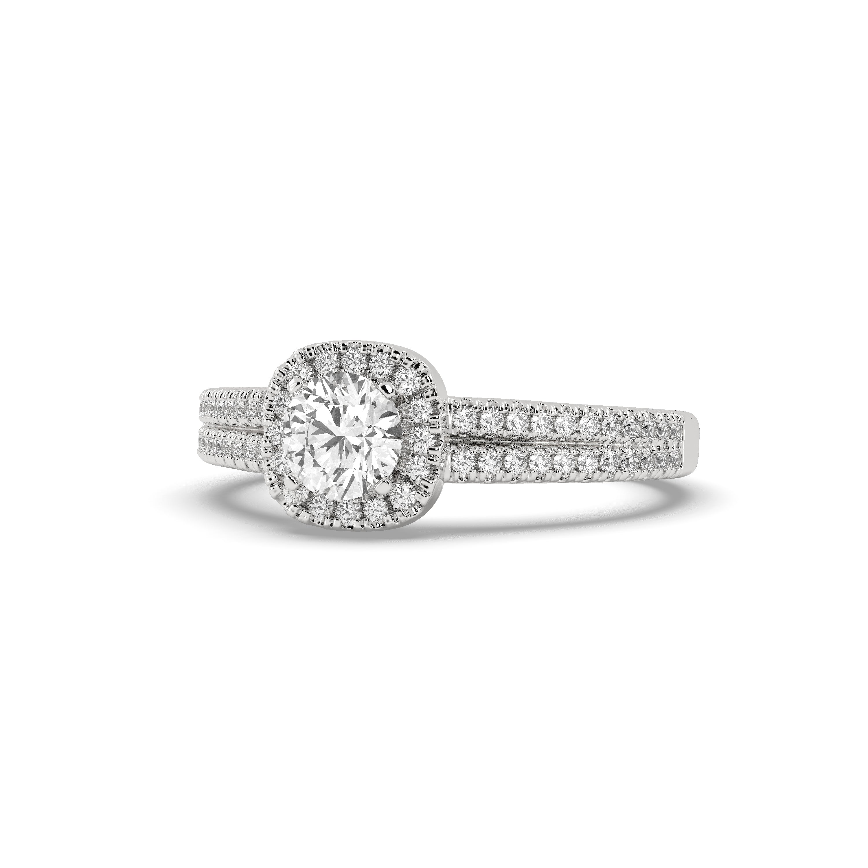 White Gold Studded 1.146 Carat Lab Grown Diamond Ring-F Color VVS Clarity.