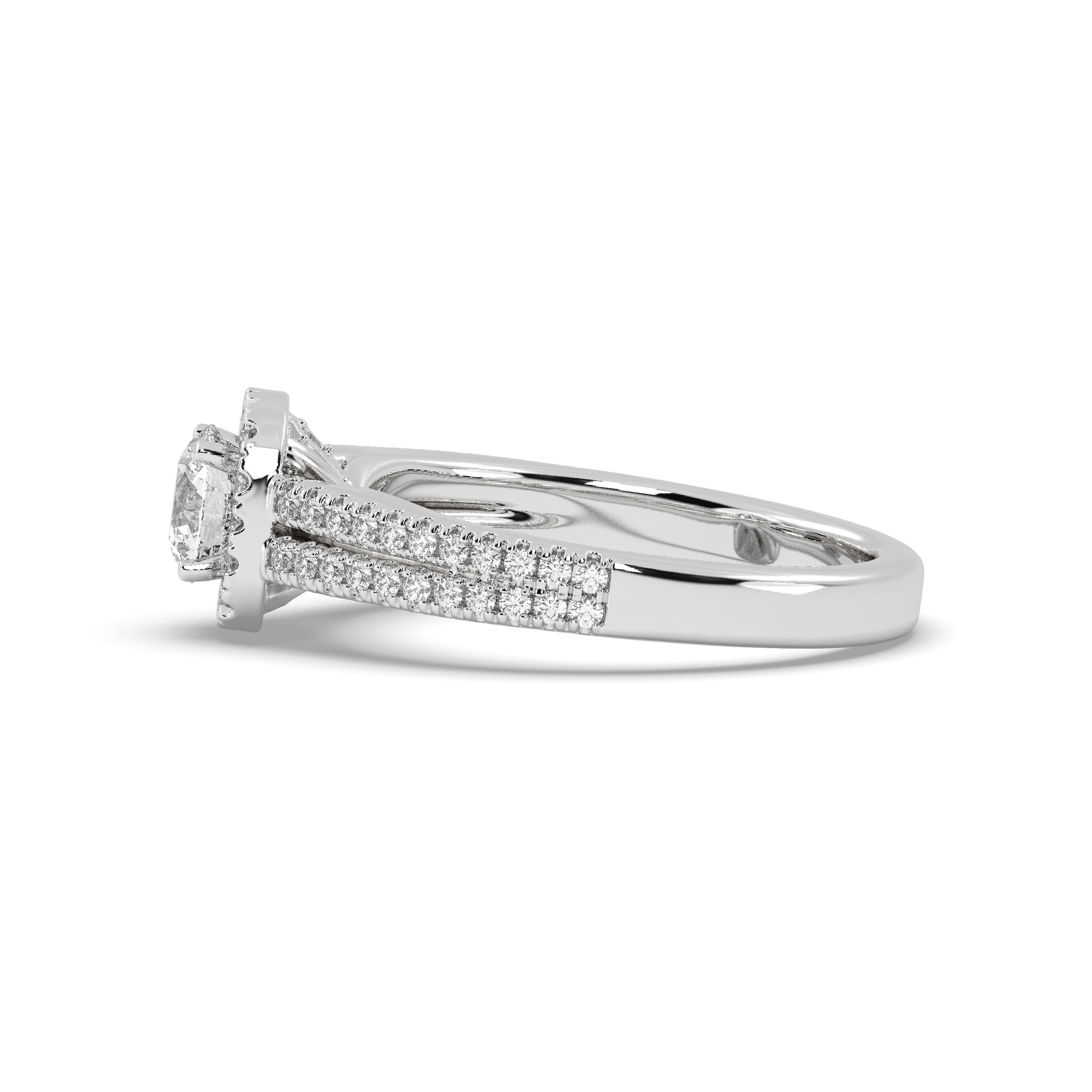 White Gold Studded 1.146 Carat Lab Grown Diamond Ring-F Color VVS Clarity.