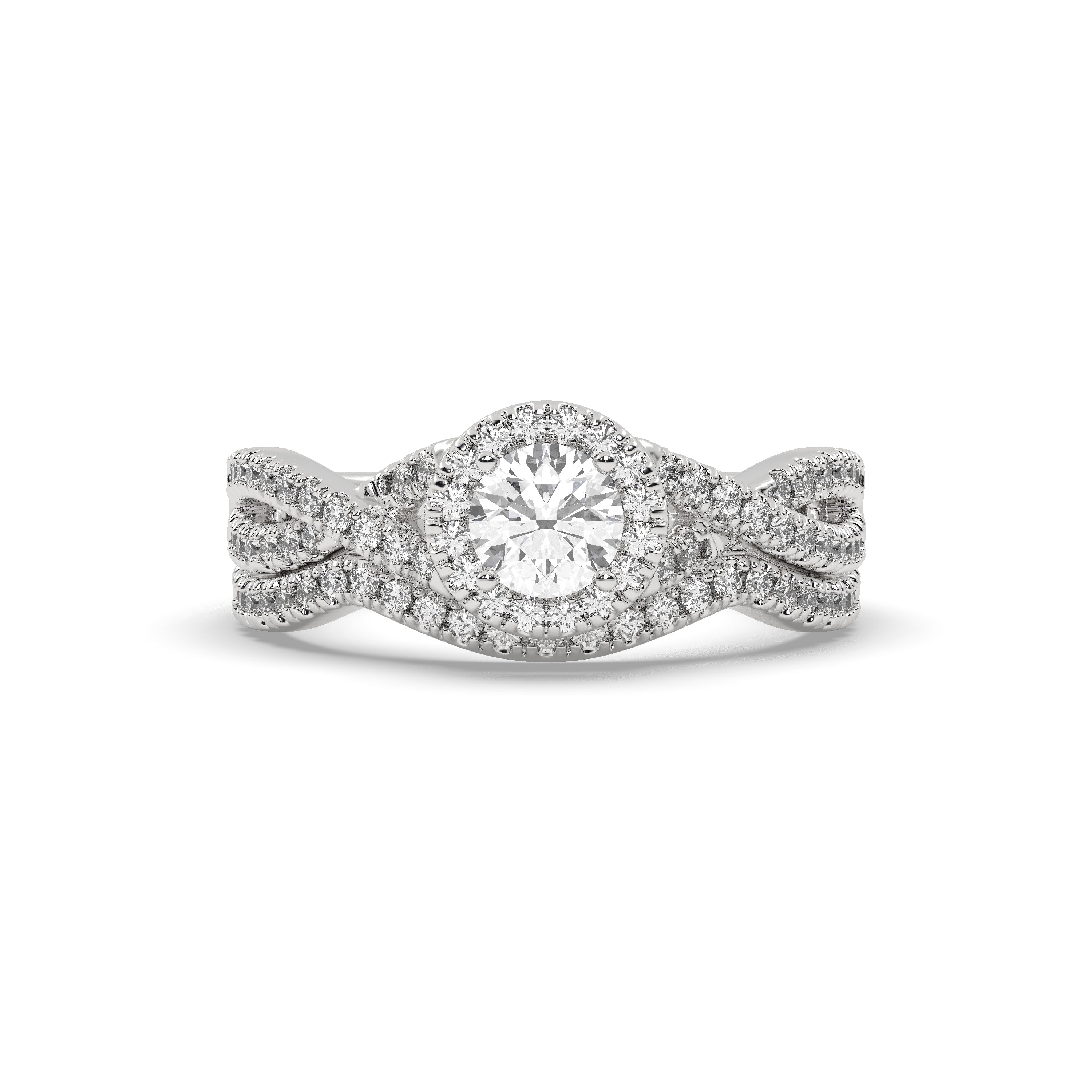 White Gold Studded 1.21 Carat Lab Grown Diamond Ring-G Color VS1 Clarity.