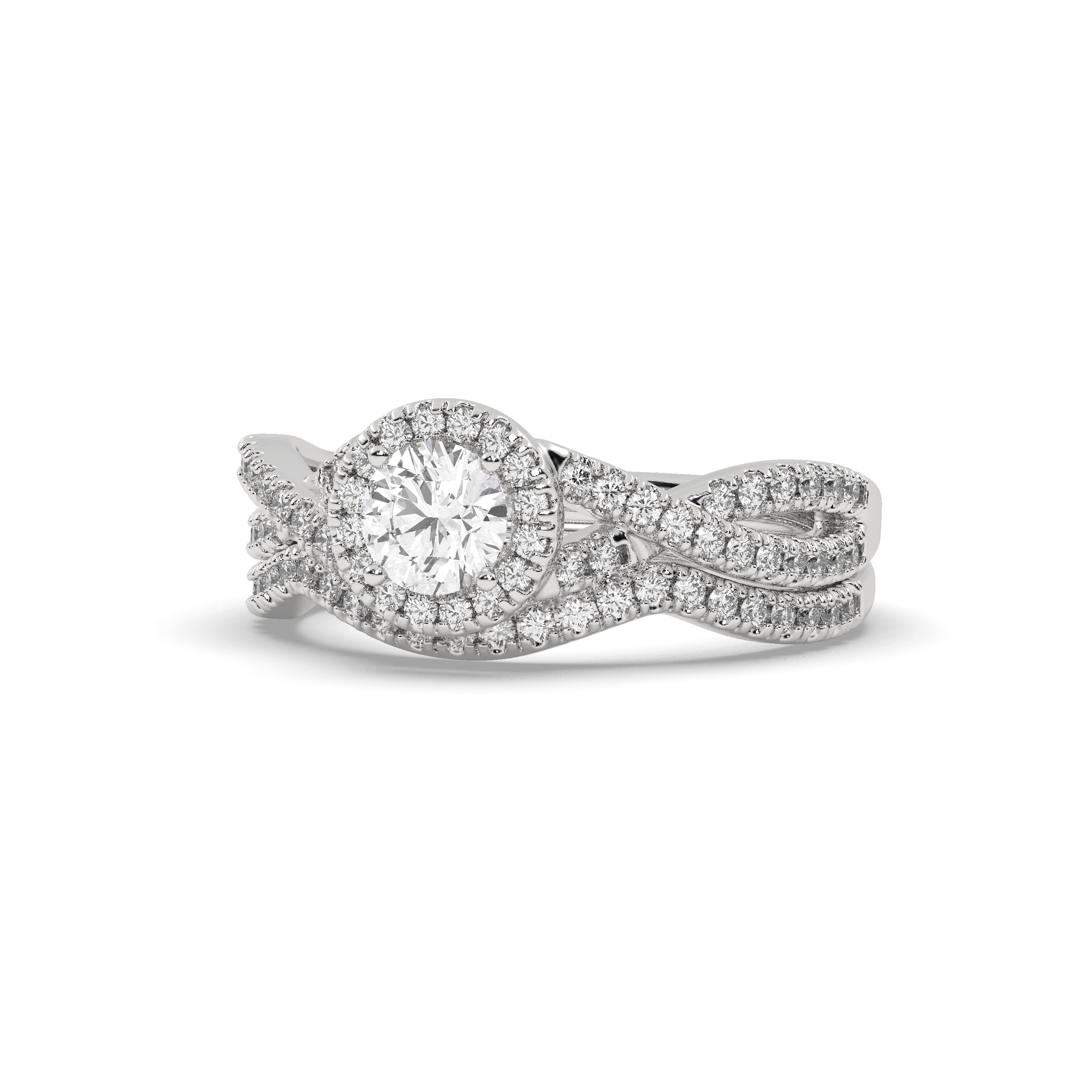 White Gold Studded 1.21 Carat Lab Grown Diamond Ring-G Color VS1 Clarity.