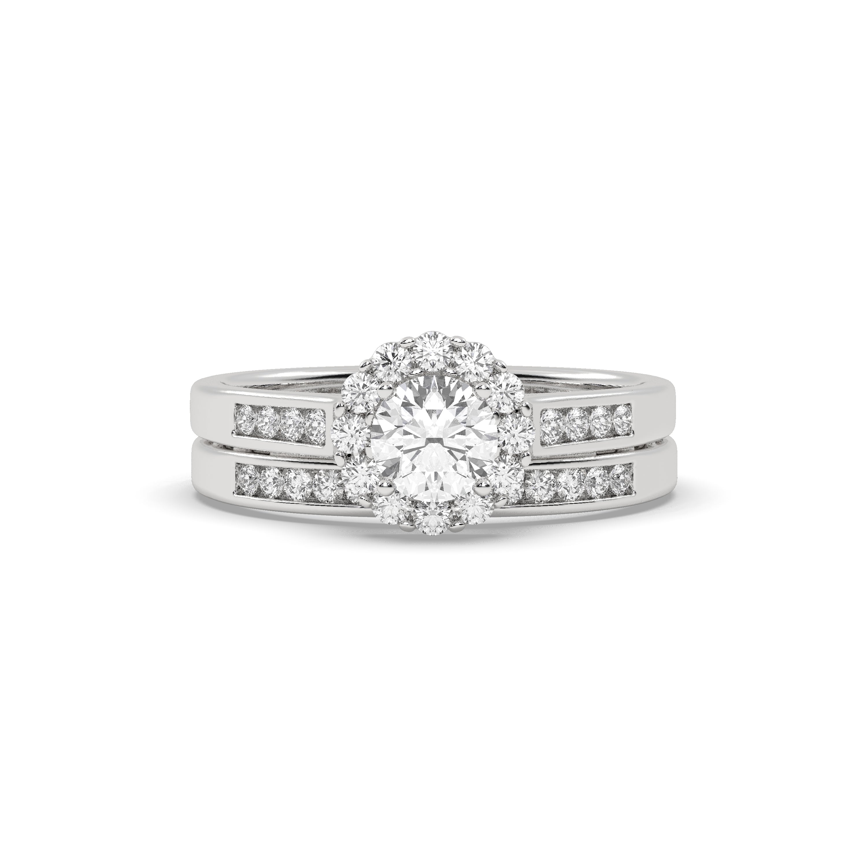 White Gold Studded 1.246 Carat Lab Grown Diamond Ring-E Color VS2 Clarity.
