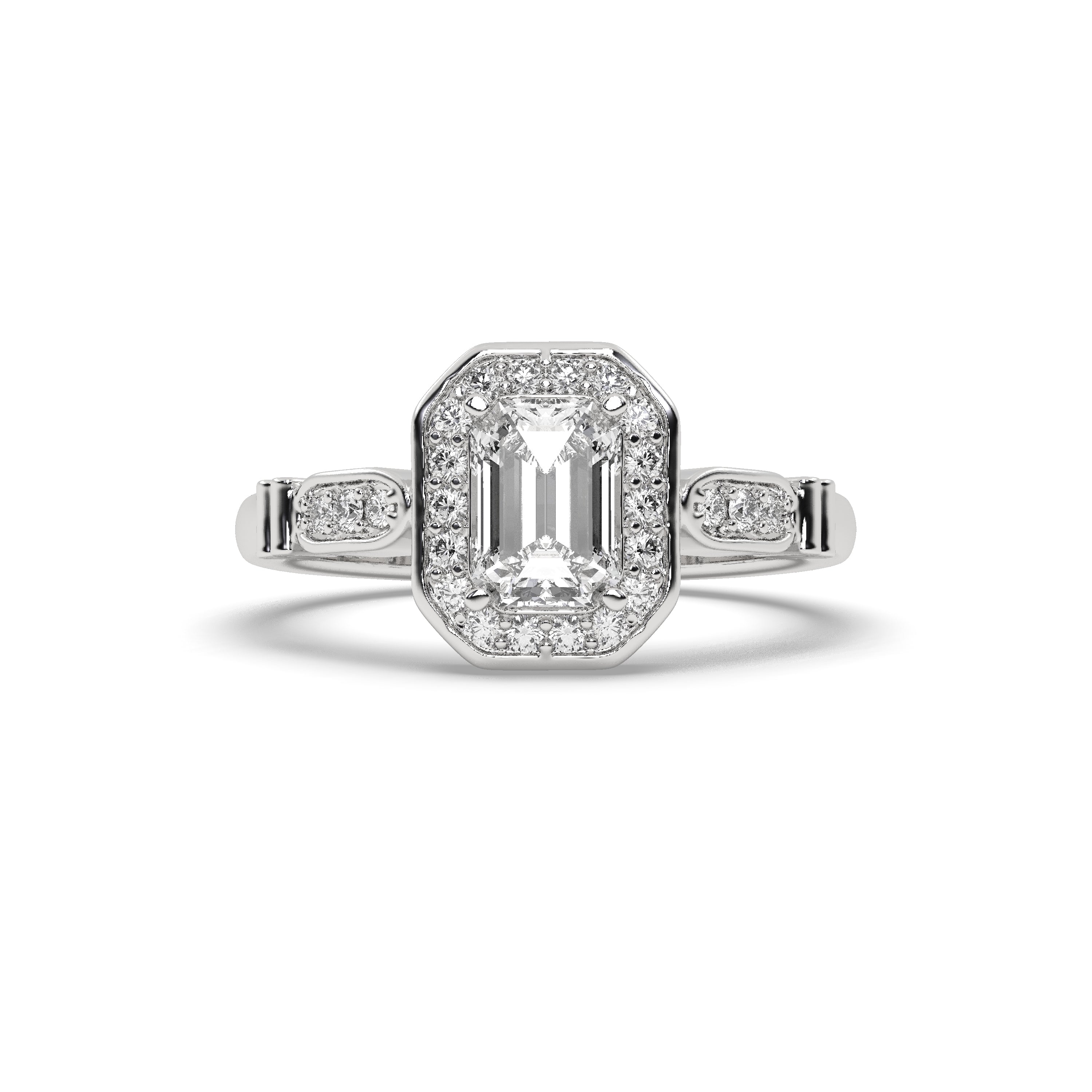 White Gold Studded 1.286 Carat Lab Grown Diamond Ring-F Color VS2 Clarity.