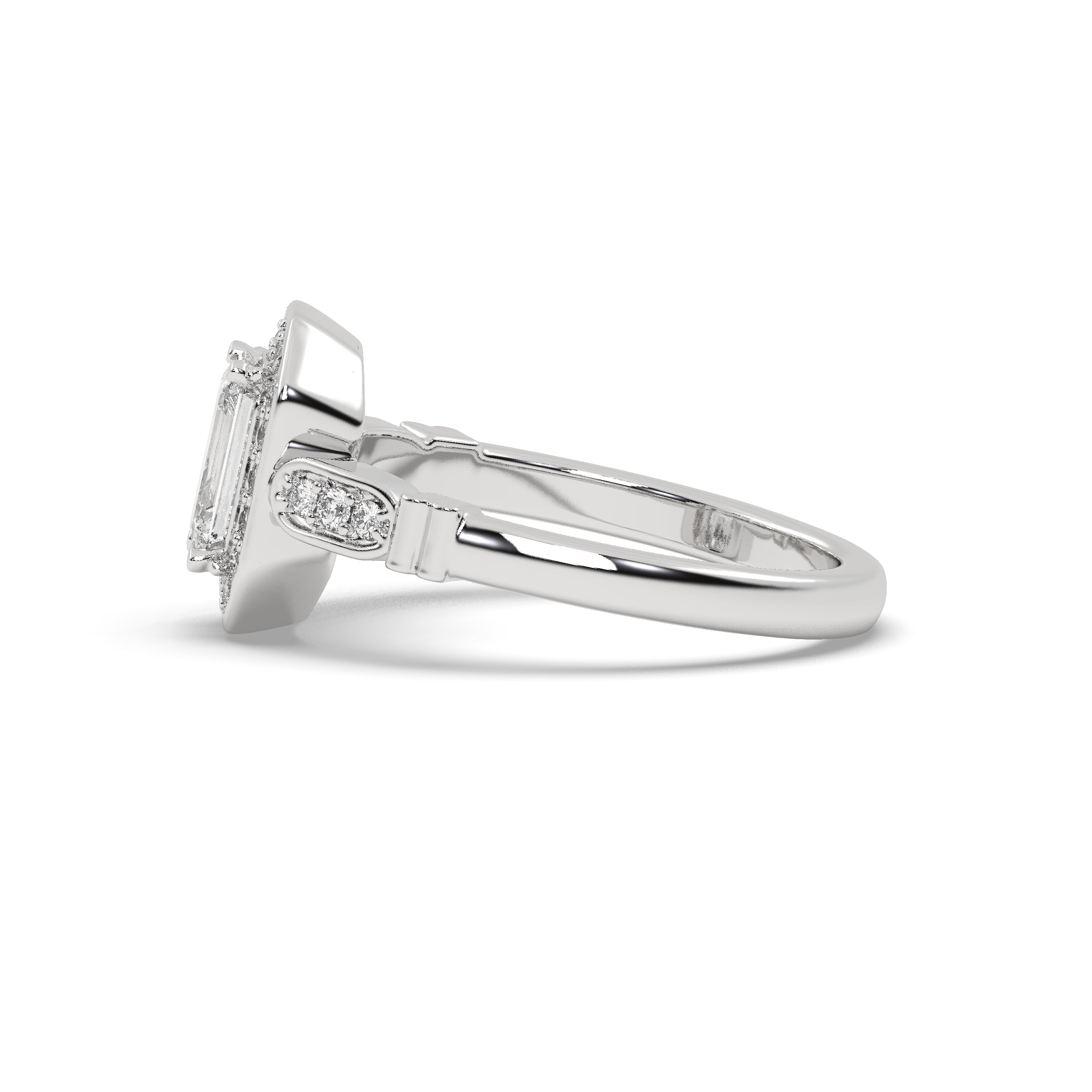 White Gold Studded 1.286 Carat Lab Grown Diamond Ring-F Color VS2 Clarity.