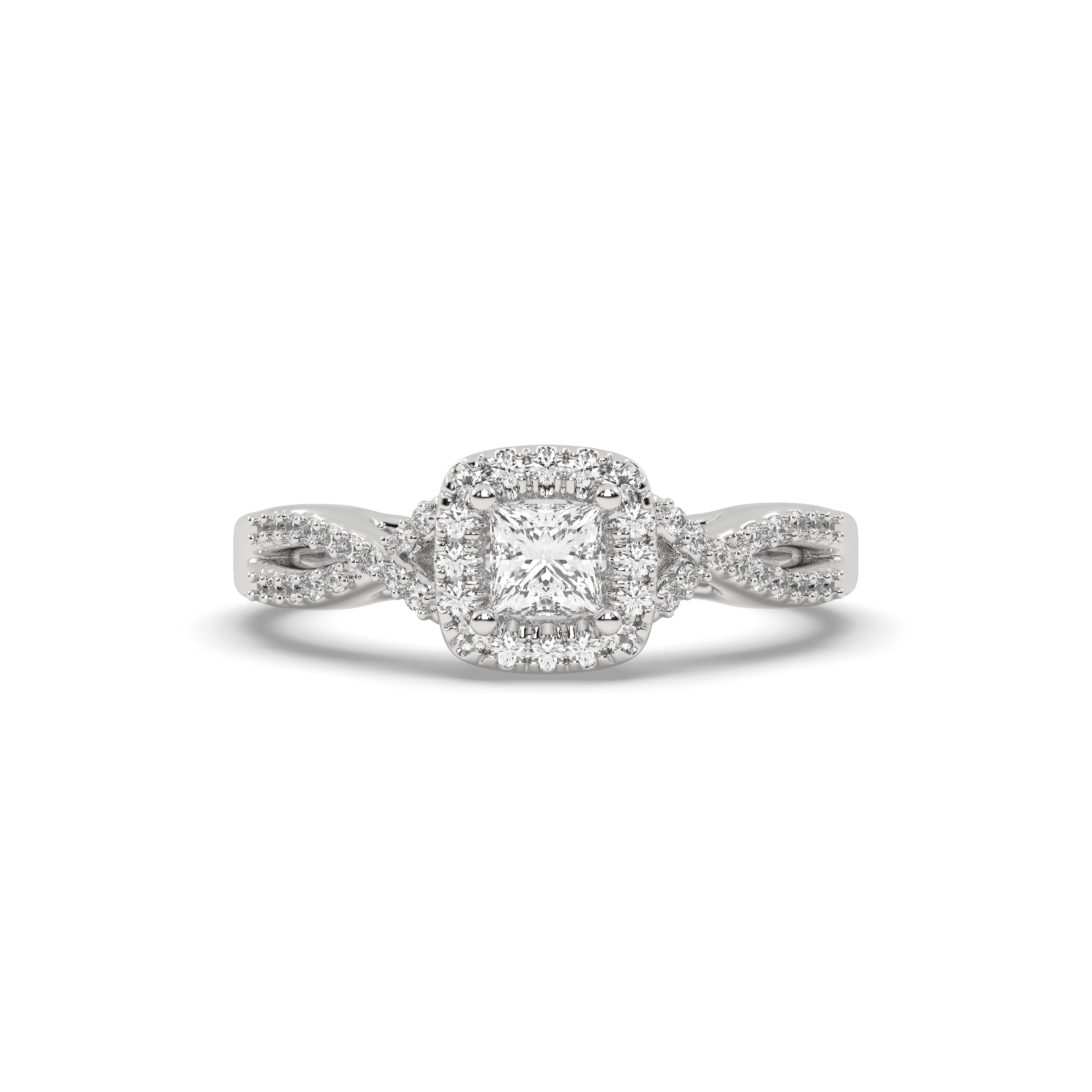 White Gold Studded 0.858 Carat Lab Grown Diamond Ring-G Color VS2 Clarity.