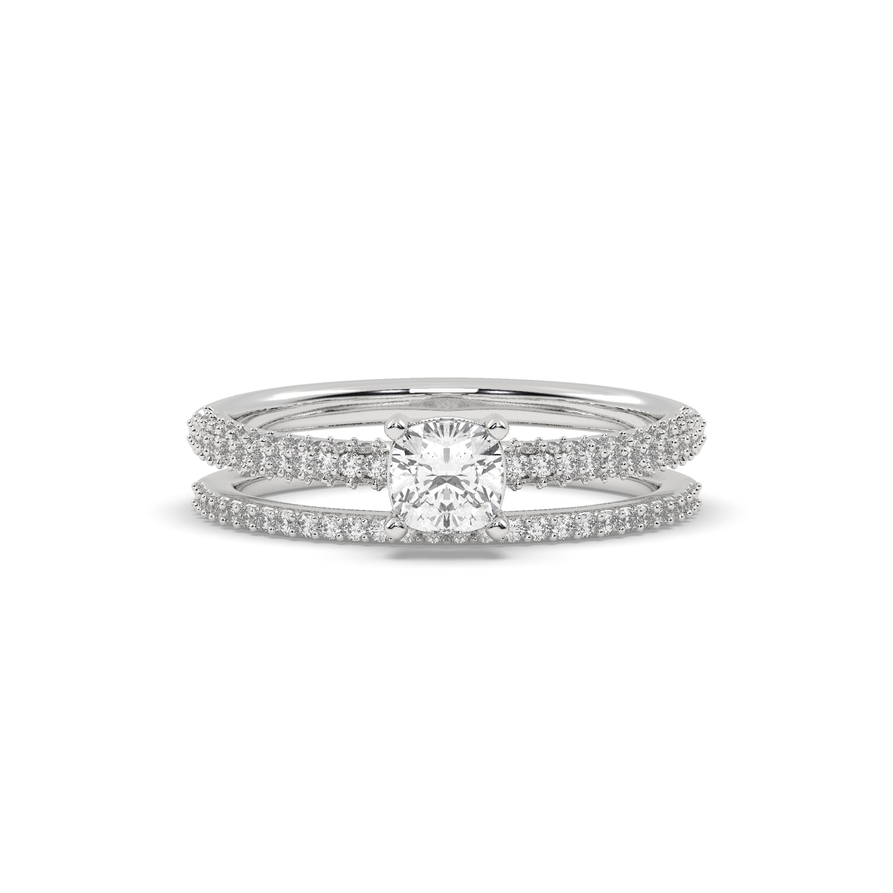 White Gold Studded 1.02 Carat Lab Grown Diamond Ring-E Color VVS2 Clarity.