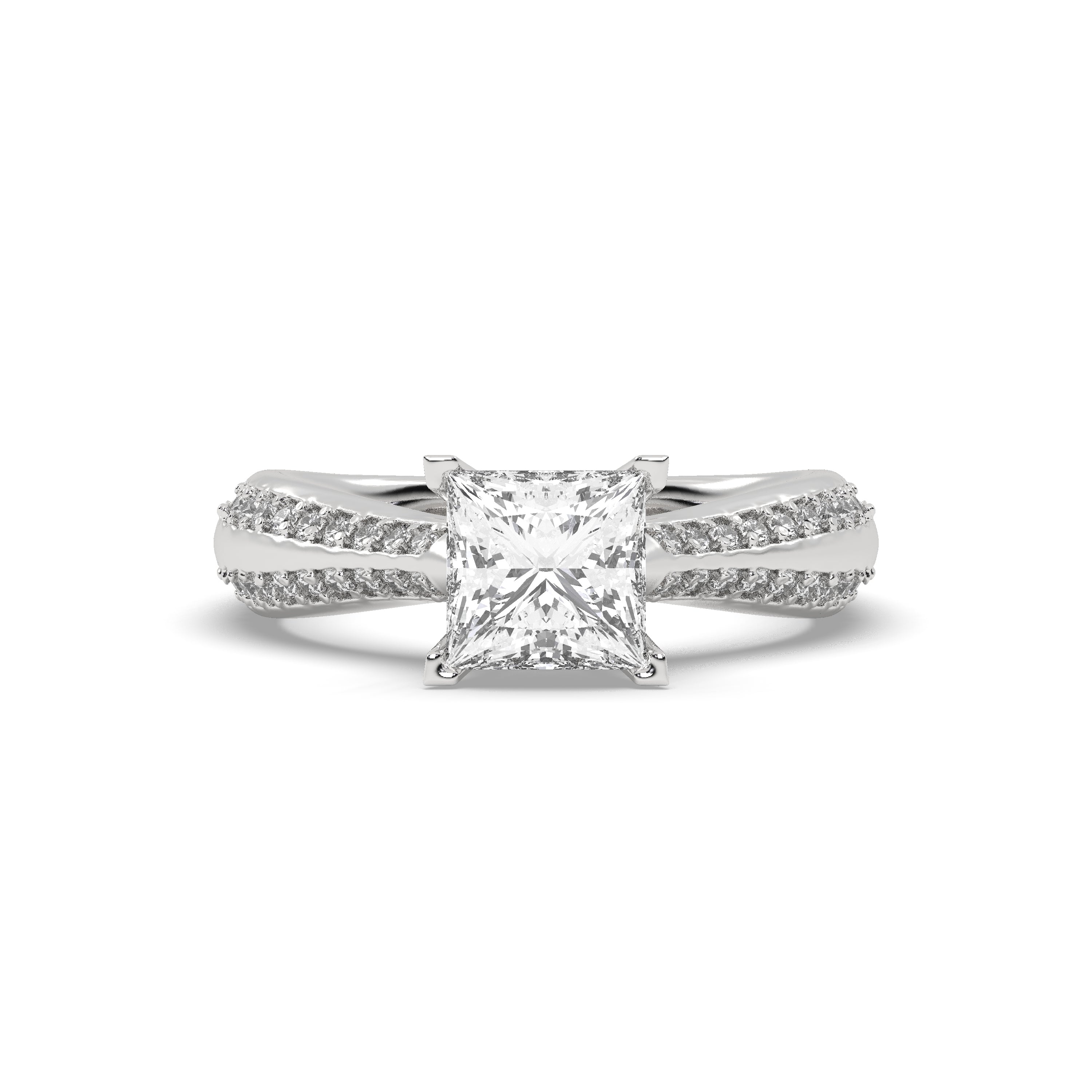 White Gold Studded 2.39 Carat Lab Grown Diamond Ring-F Color VS1 Clarity.