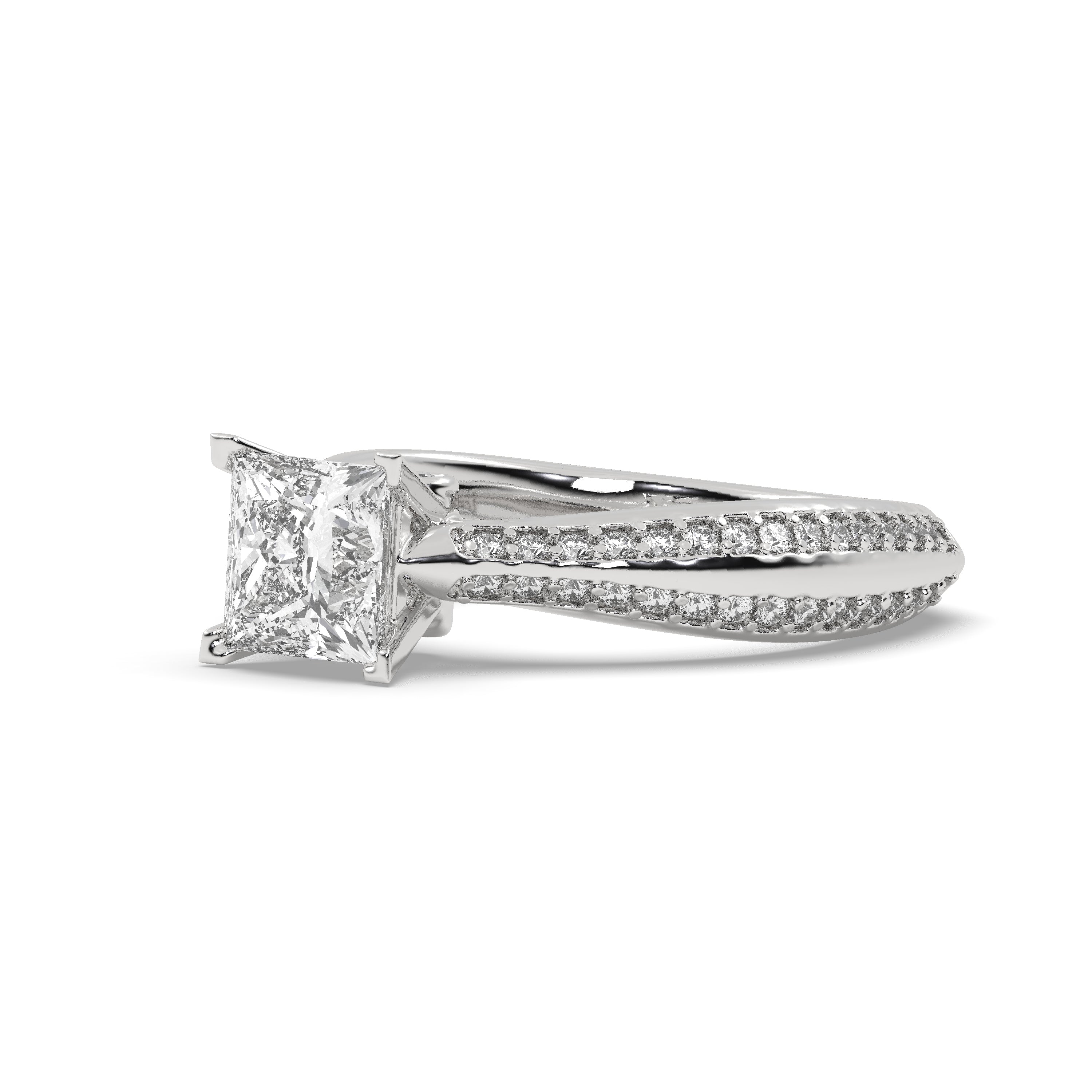 White Gold Studded 2.39 Carat Lab Grown Diamond Ring-F Color VS1 Clarity.