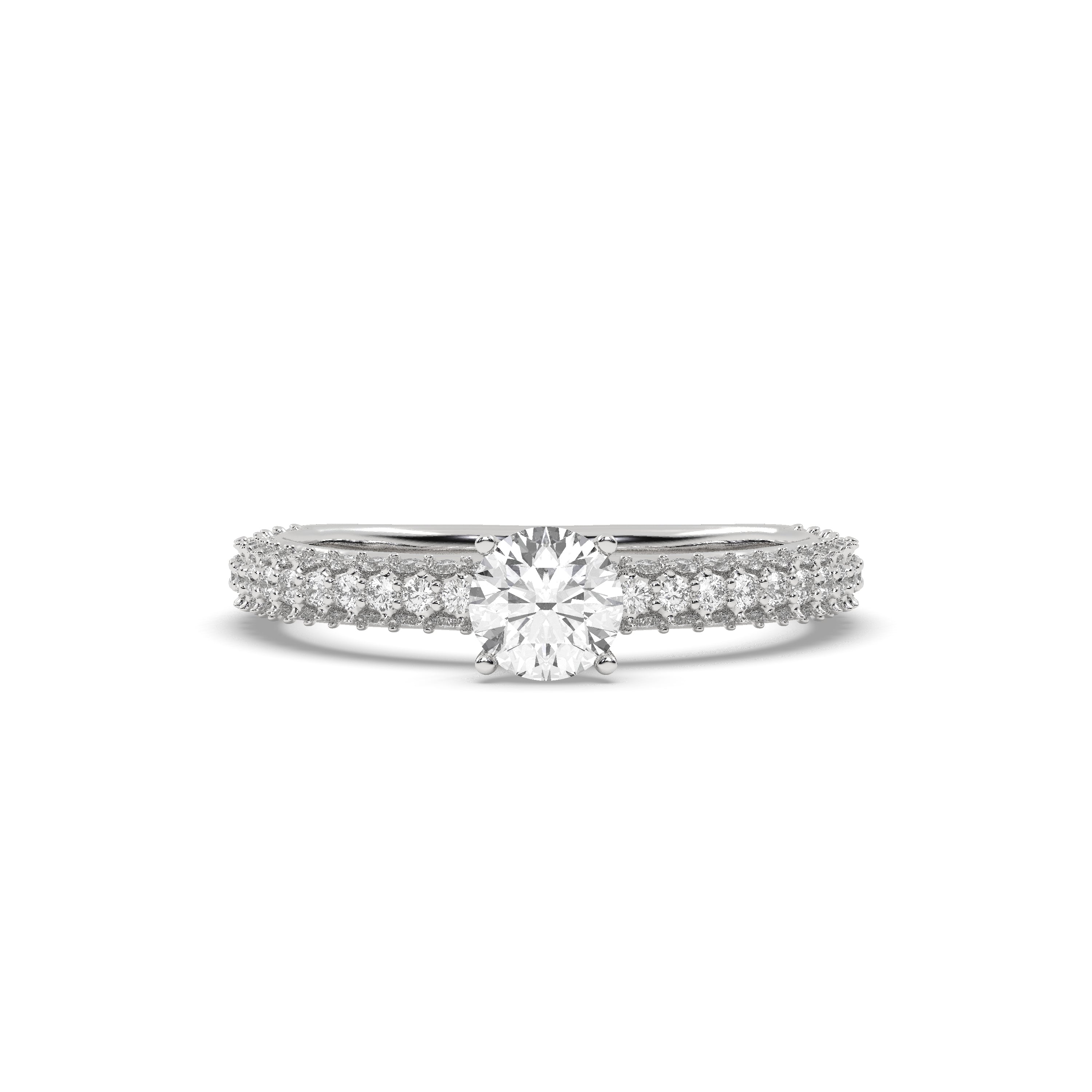 White Gold Studded 1.138 Carat Lab Grown Diamond Ring-F Color VS1 Clarity.