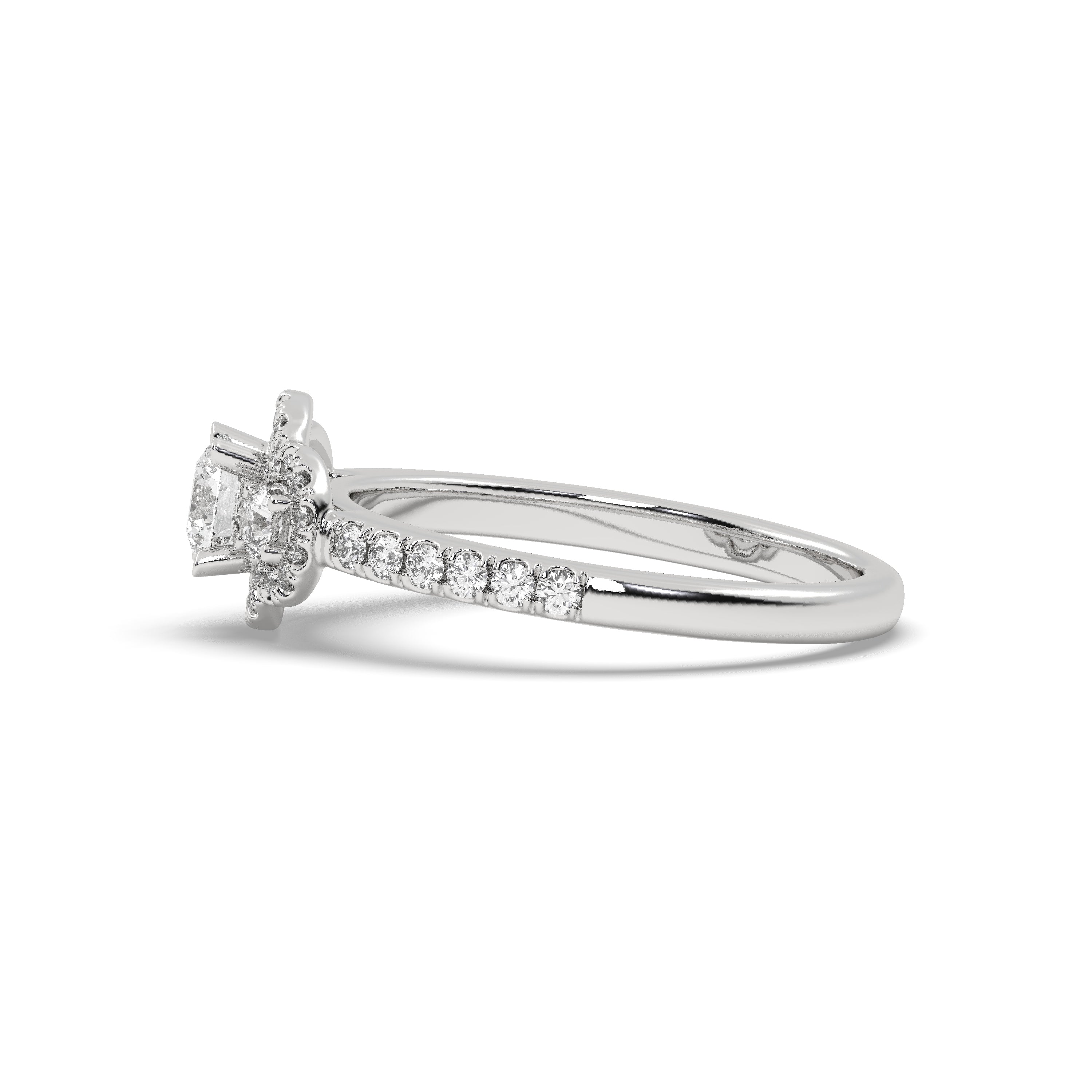 White Gold Studded 1.114 Carat Lab Grown Diamond Ring-E Color VS1 Clarity.