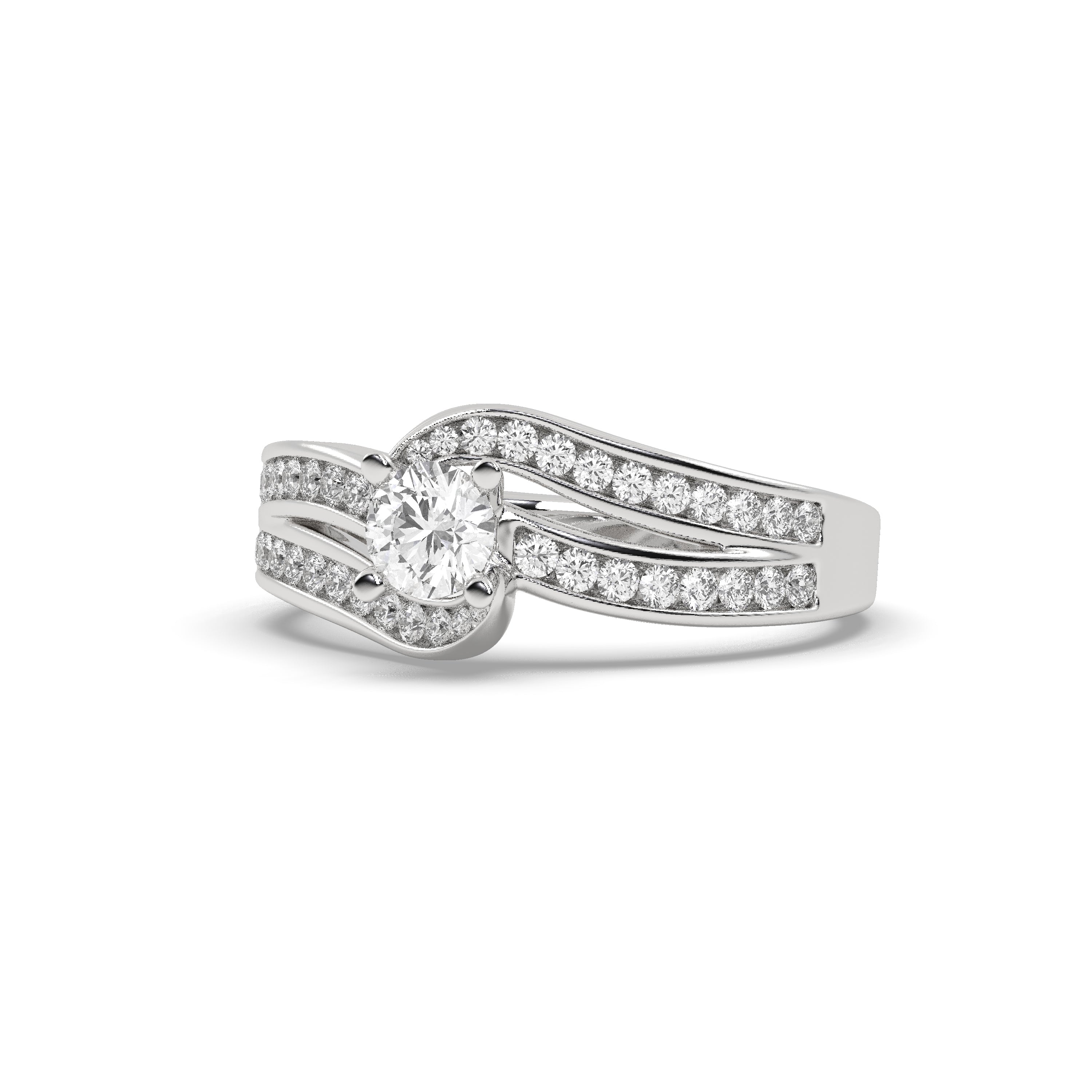 White Gold Studded 1.104 Carat Lab Grown Diamond Ring-G Color VS2 Clarity.