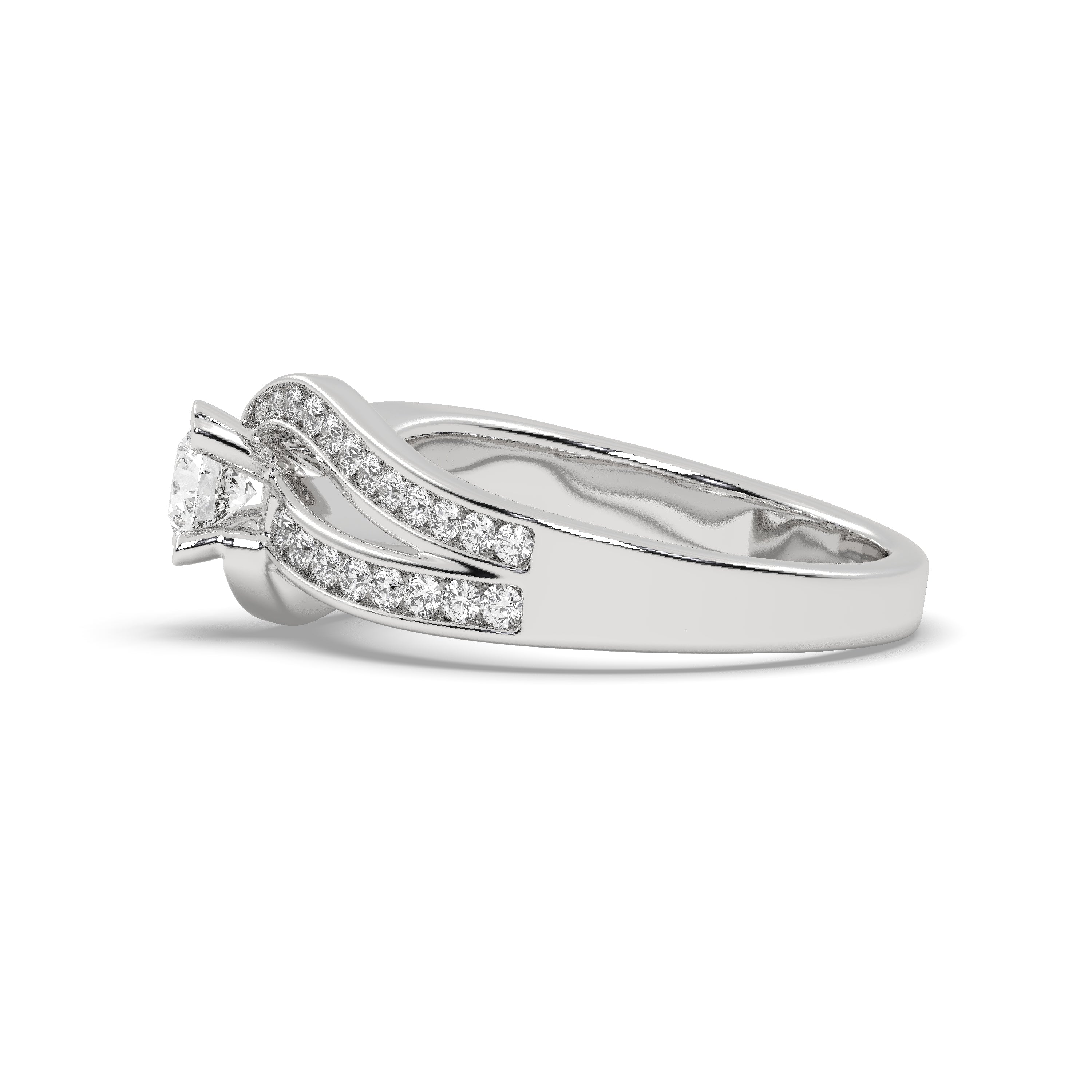 White Gold Studded 1.104 Carat Lab Grown Diamond Ring-G Color VS2 Clarity.