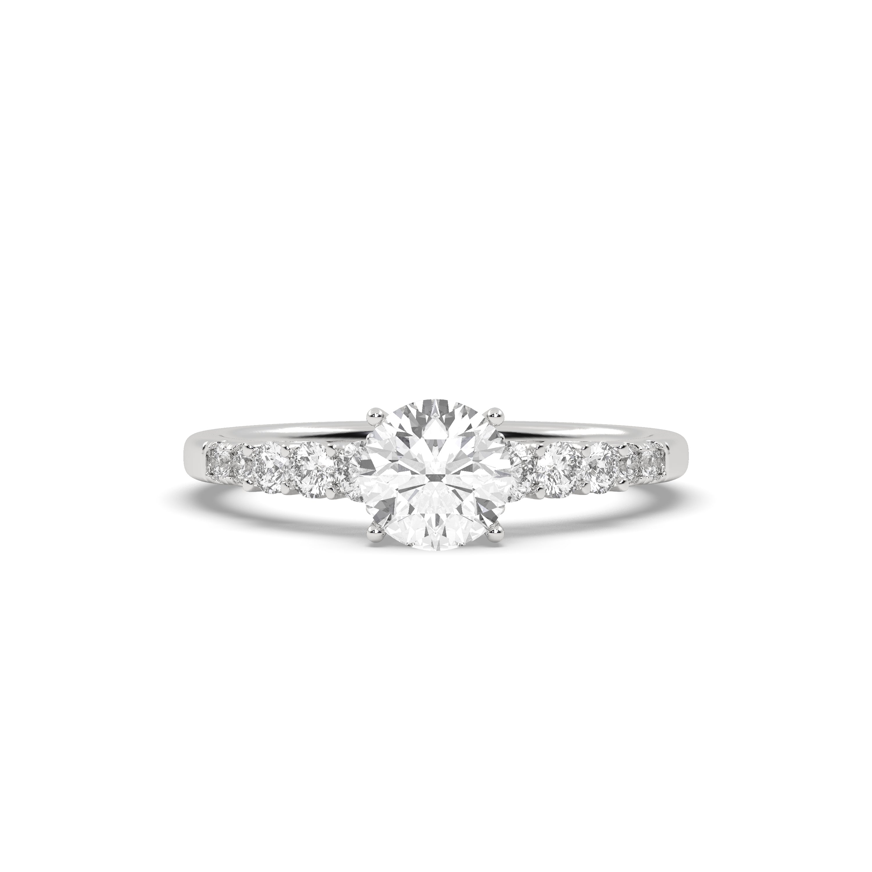 White Gold Studded 1.03 Carat Lab Grown Diamond Ring-F Color VS2 Clarity.