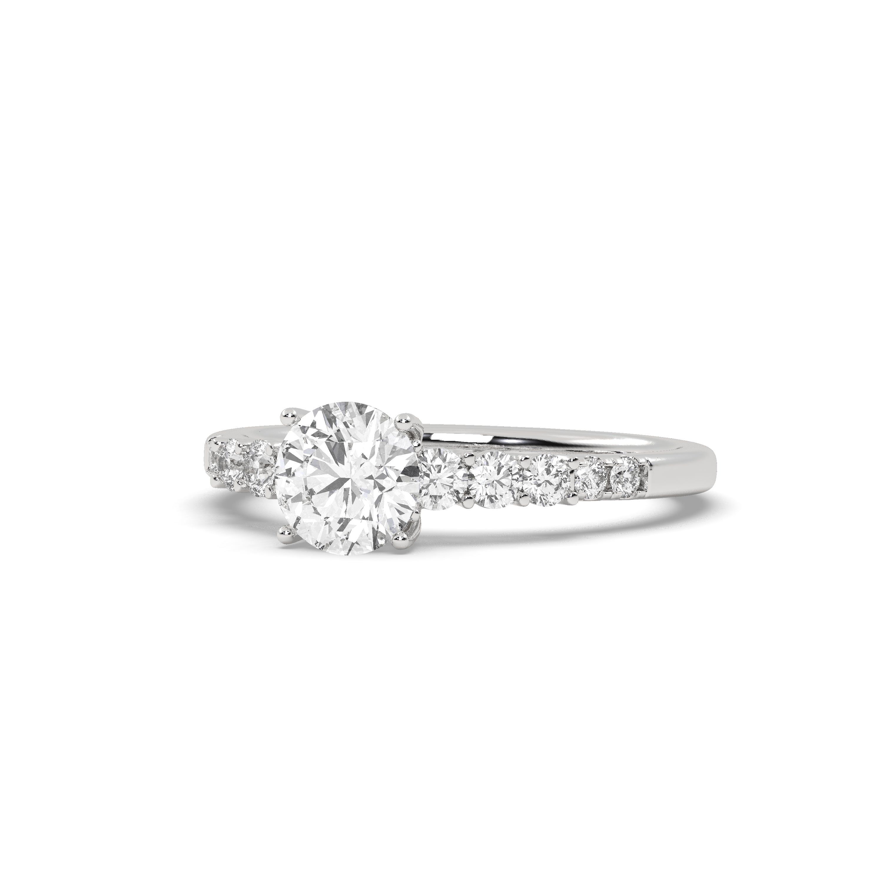 White Gold Studded 1.03 Carat Lab Grown Diamond Ring-F Color VS2 Clarity.