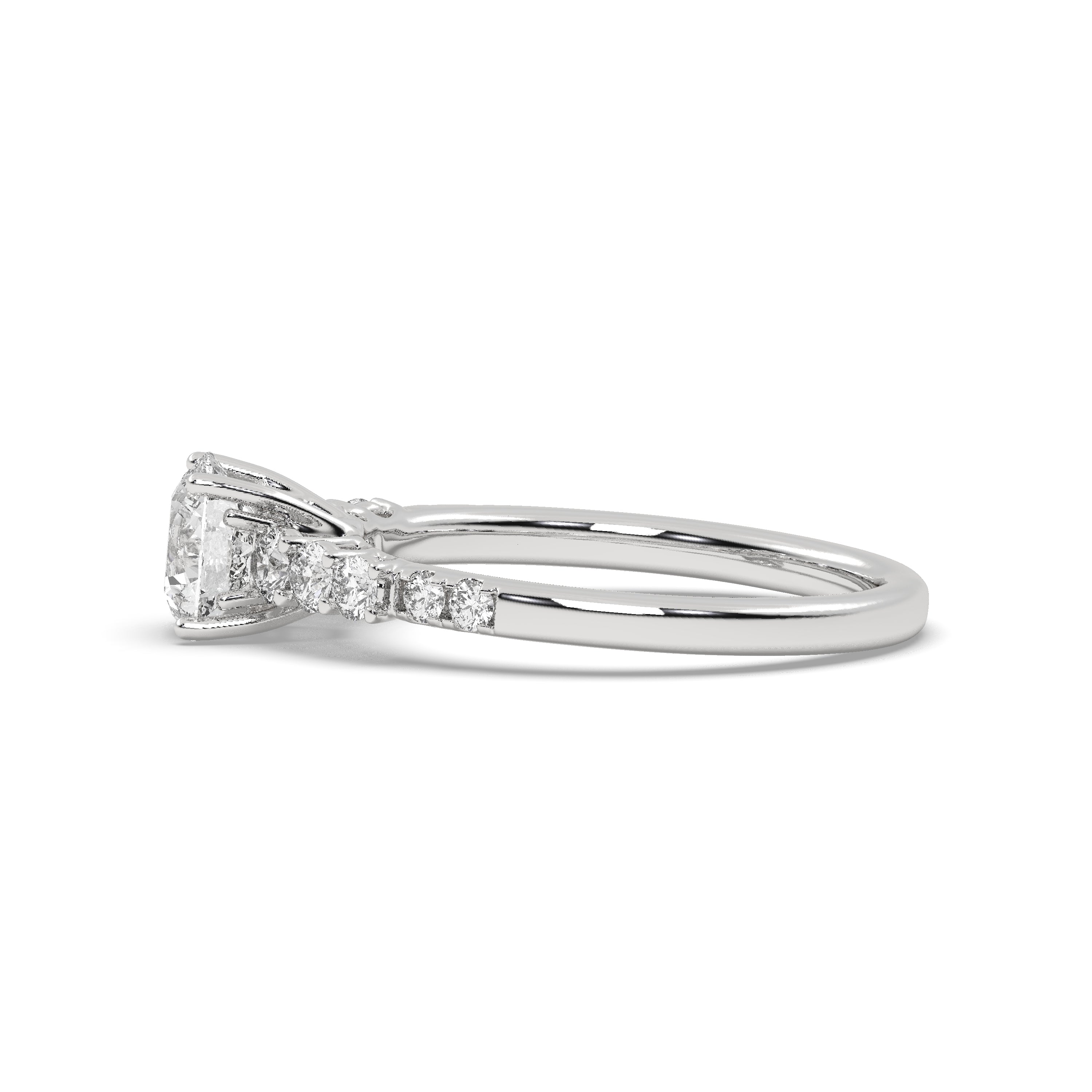 White Gold Studded 1.03 Carat Lab Grown Diamond Ring-F Color VS2 Clarity.