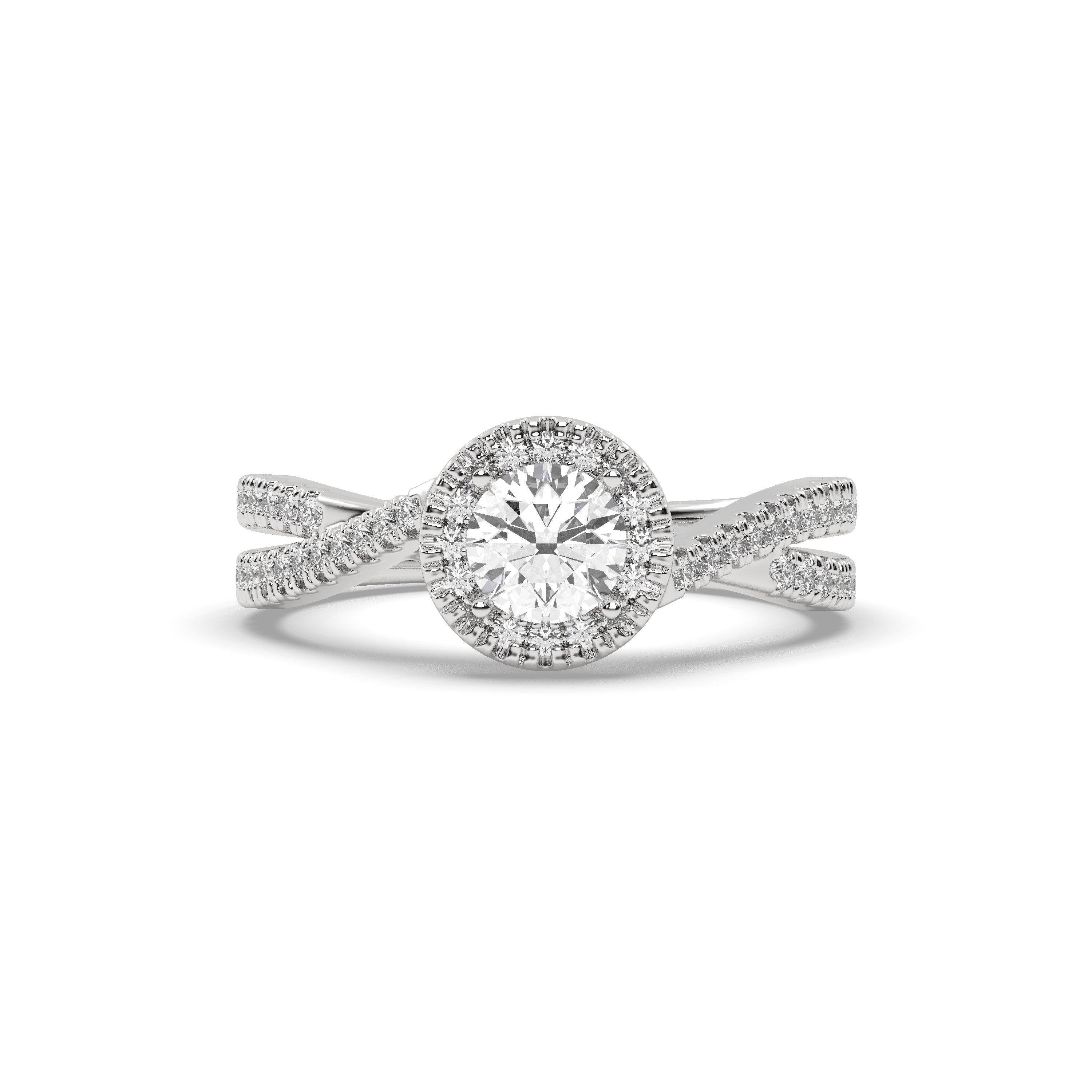 White Gold Studded 1.072 Carat Lab Grown Diamond Ring-E Color VS1 Clarity.