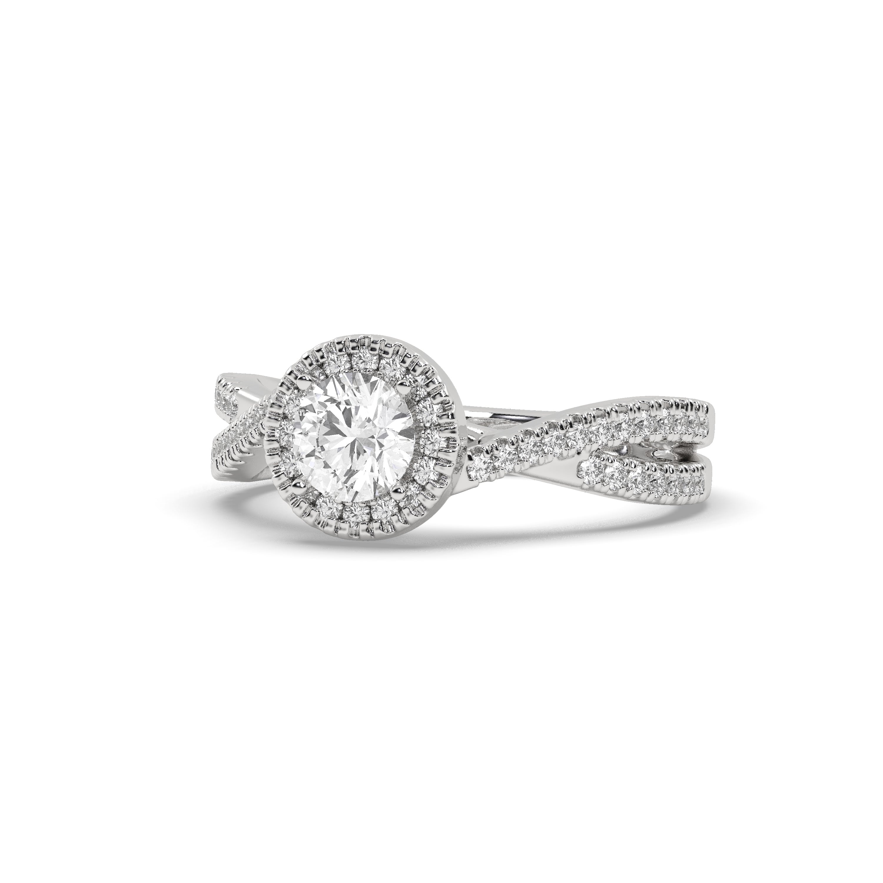 White Gold Studded 1.072 Carat Lab Grown Diamond Ring-E Color VS1 Clarity.