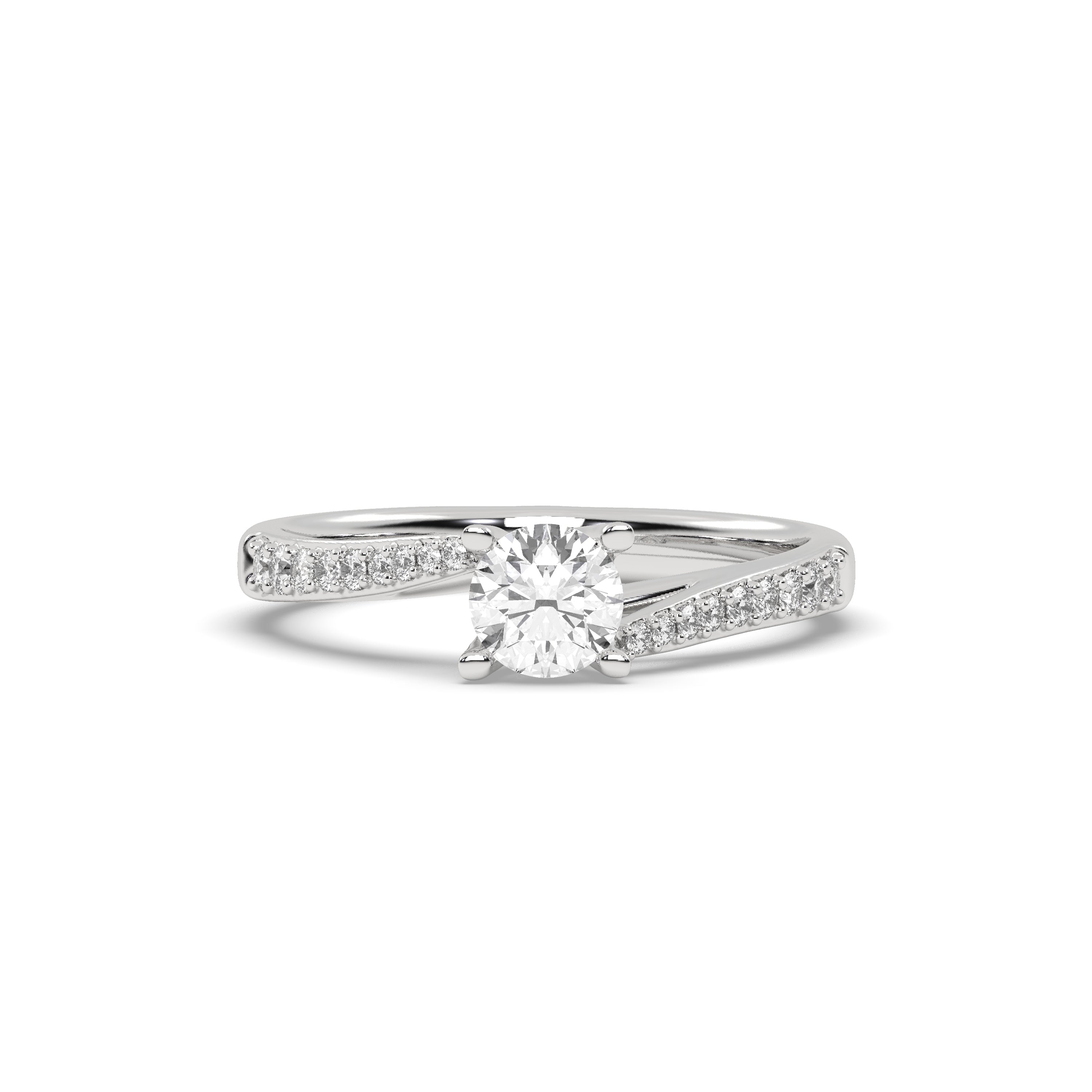 White Gold Studded 0.822 Carat Lab Grown Diamond Ring-F Color VS2 Clarity.